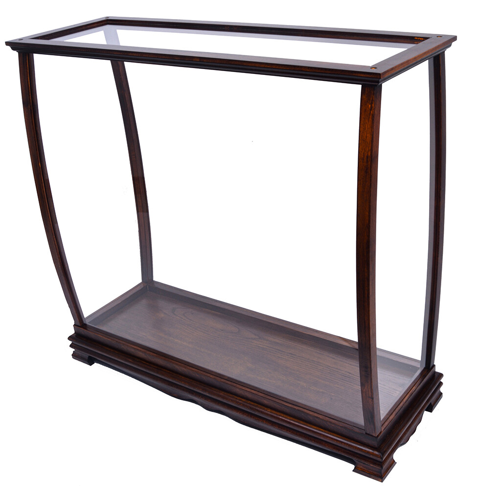 Brown Large Tall Ship Model Display Case 40″ Table Top Wood & Plexiglass Cabinet