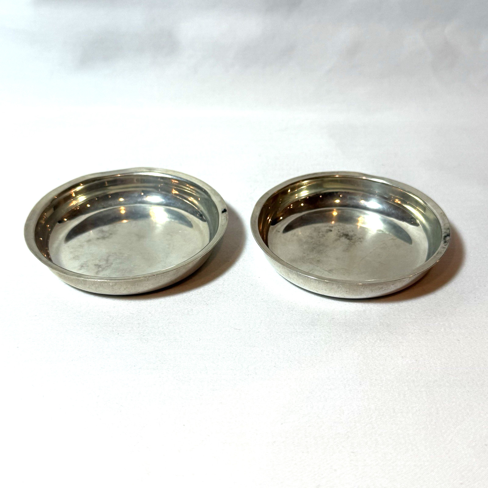 Antique Watrous Mtg Co Sterling Silver Glass Coasters (2) Stamped 2.185 Ozt
