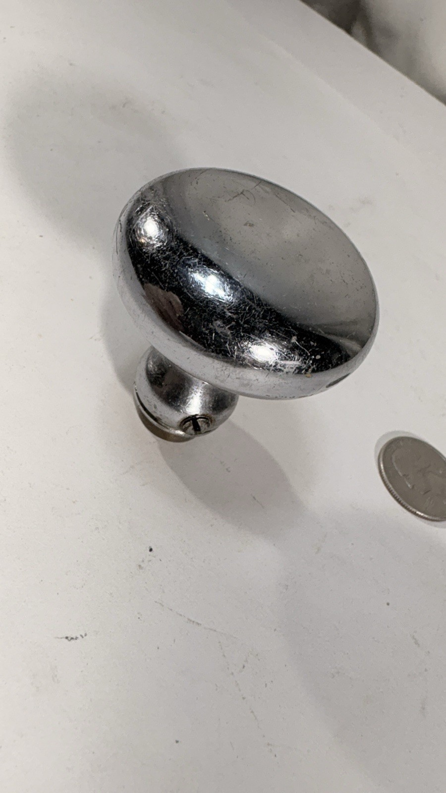 One antique petite Chrome Plated brass storm door knob A