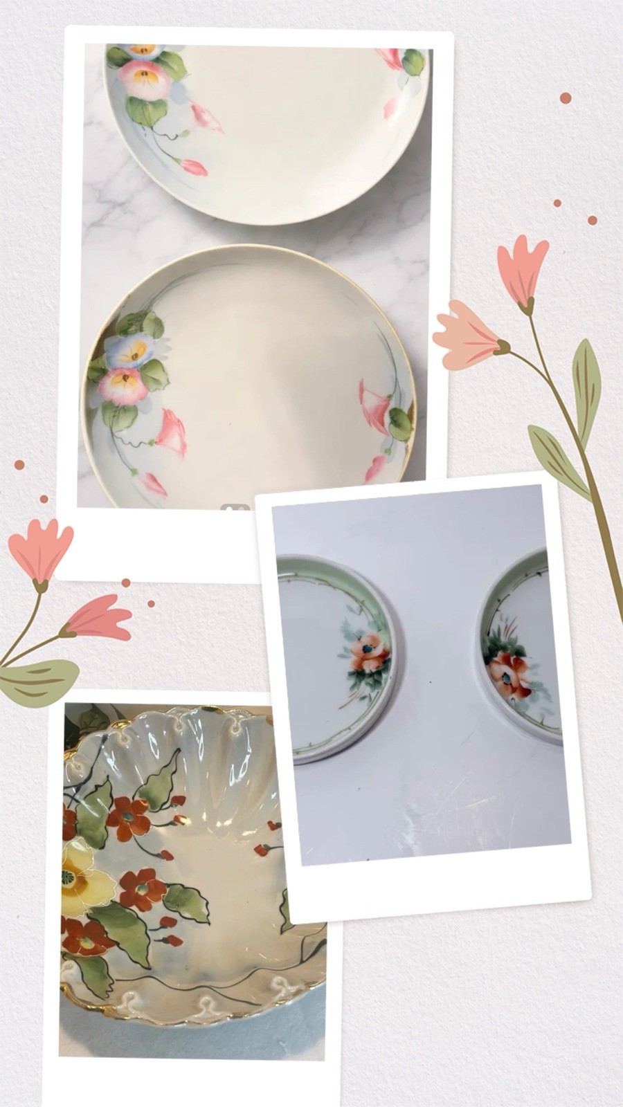 Antique Hand-Painted Nippon Porcelain Collection – 5 Pieces – Early 1900s Japan