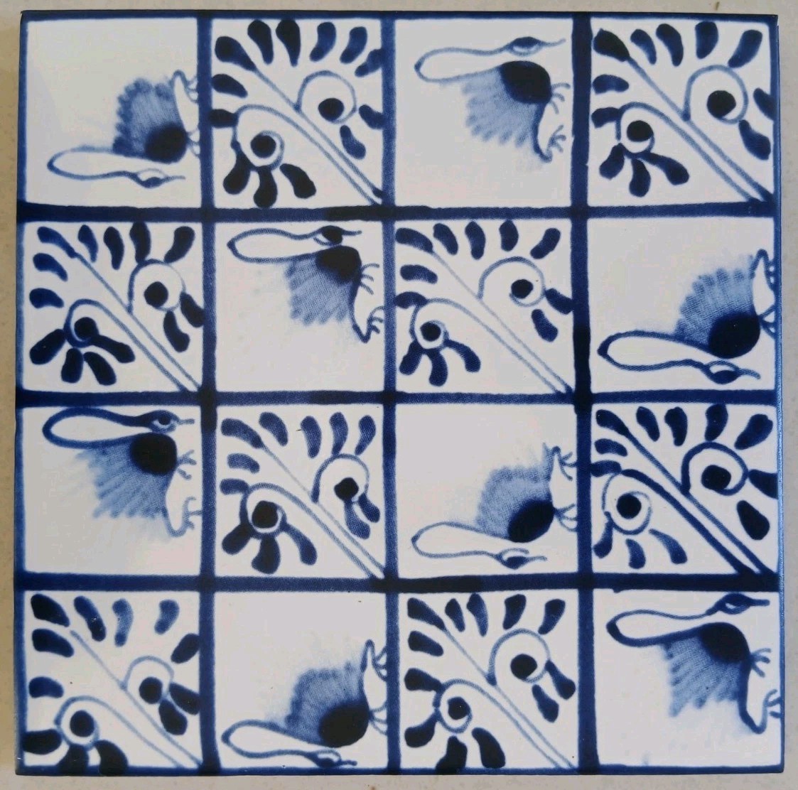 Johnson Bros Blue White Bird Fireplace Tile Delft Style Arts & Crafts England