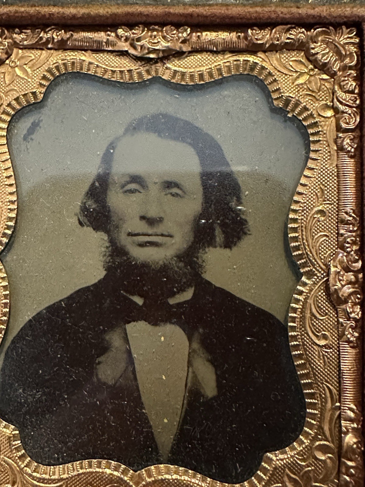 Union Case Copper Foil Matte Glass Ambrotype signed Lucinda Emry 1891