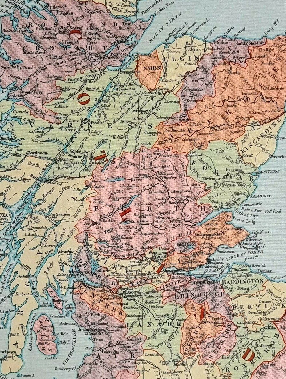1926 MAP GREAT BRITAIN NORTHERN SECTION SCOTLAND HEBRIDES ABERDEEN FORFAR FIFE