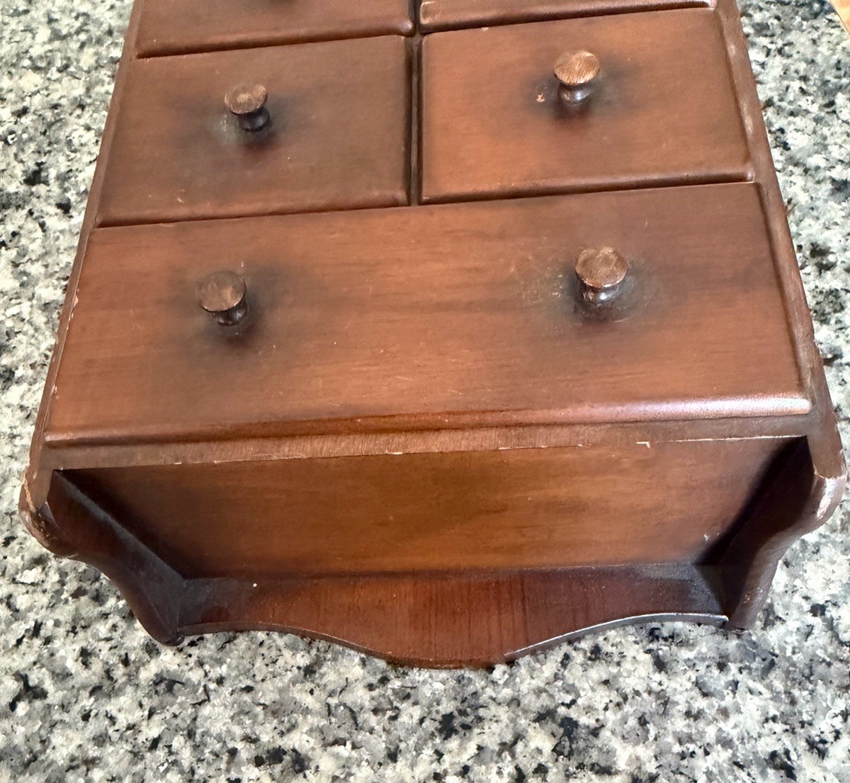 Vintage Wall Hanging Sunburst 7 Drawer Spice Cabinet Wood Knobs