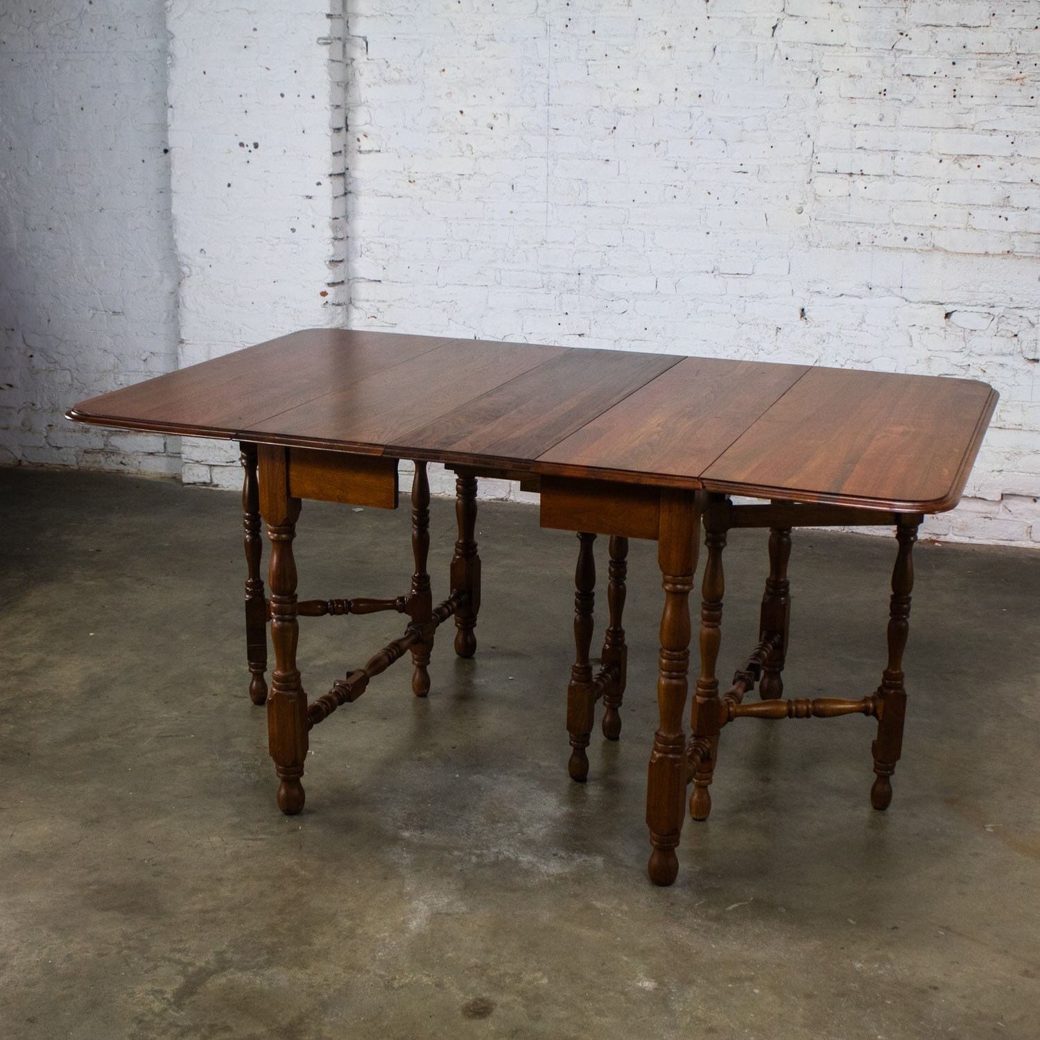 William Mary Style Dining Table Walnut Drop Leaf Expanding Gateleg by Abernathy