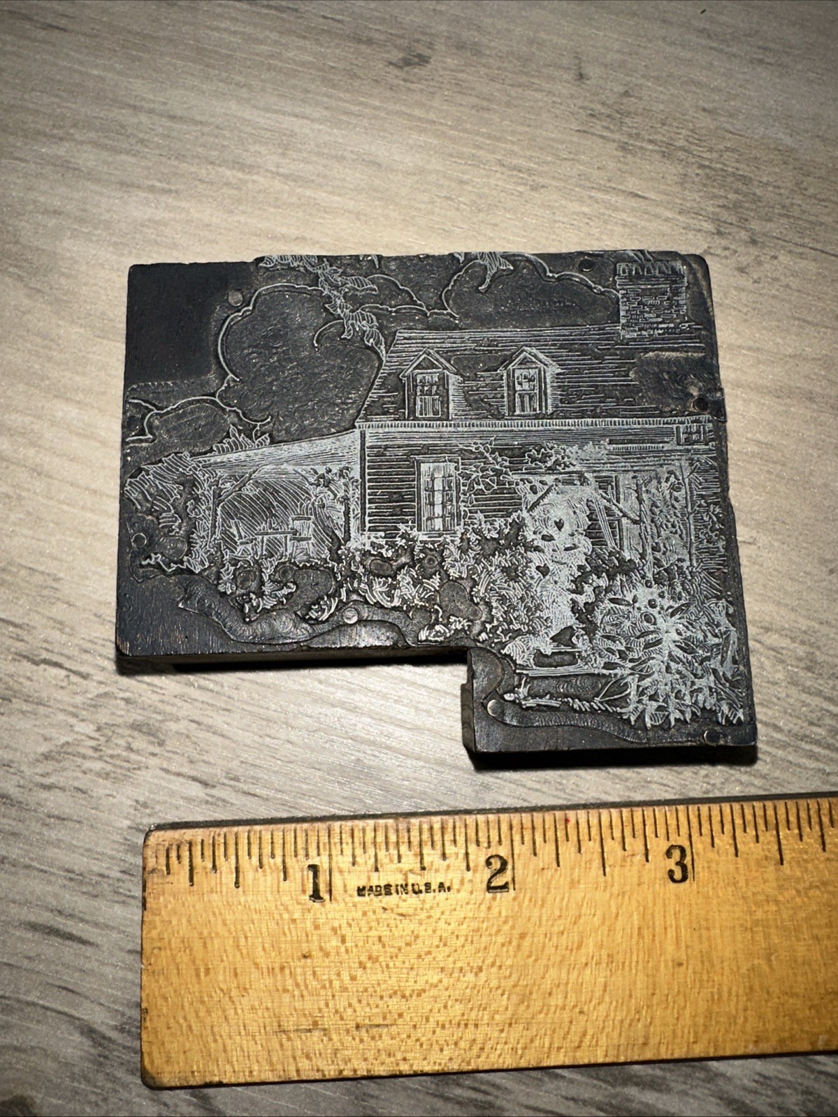 Printing Block ( House With A Beautiful Landscape ) Clouds in Background ￼