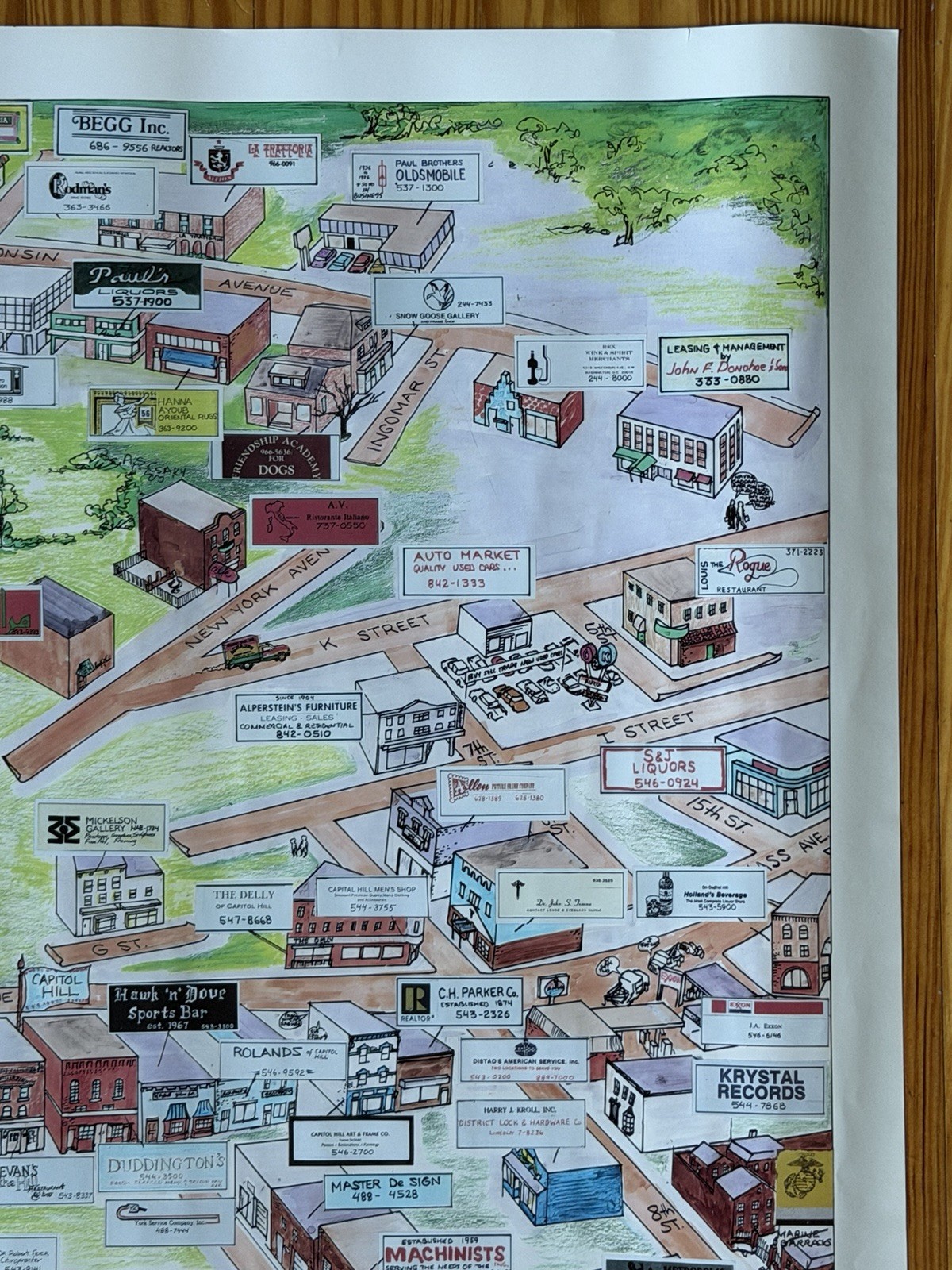 Vintage 1986 Illustrated Business Map of Washington DC A.S. CSAKY GT Graphics