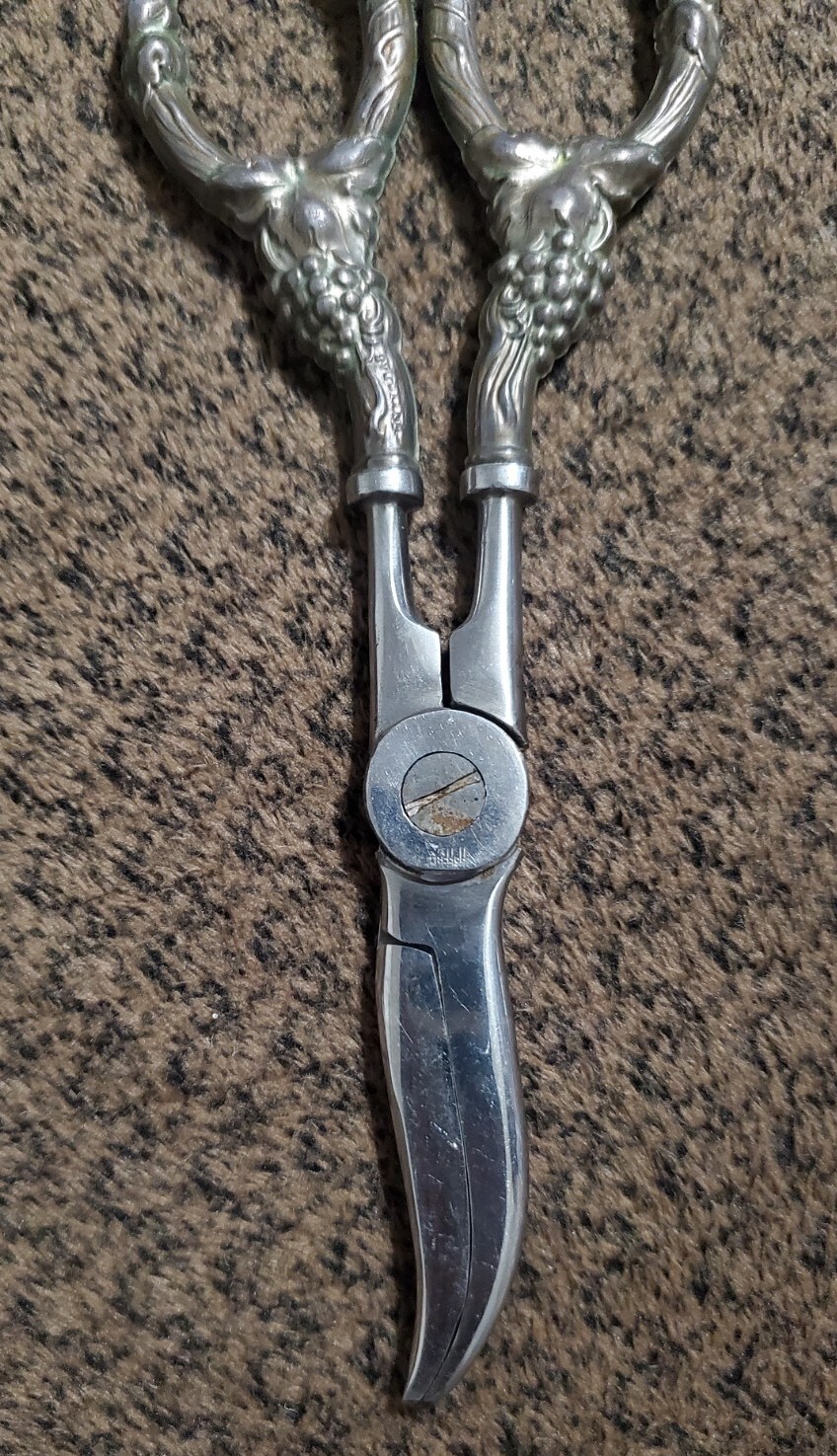 Vtg Webster Sterling Silver Handle Grape Scissors Shears by Hoffritz NY/Italy