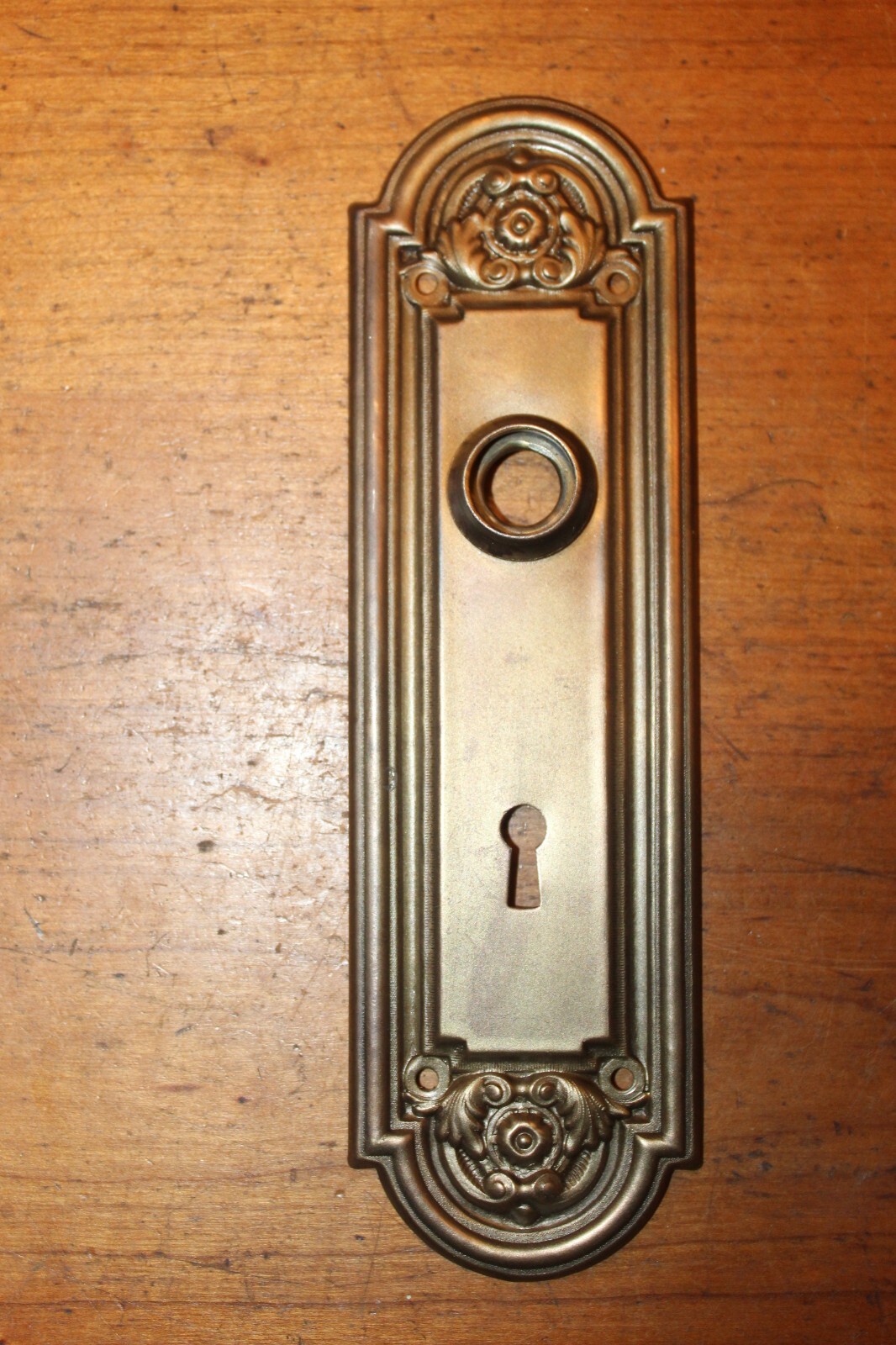 Antique Yale & Towne 862S Brass Plate over Wrought Steel Keyhole Escutcheon S-36