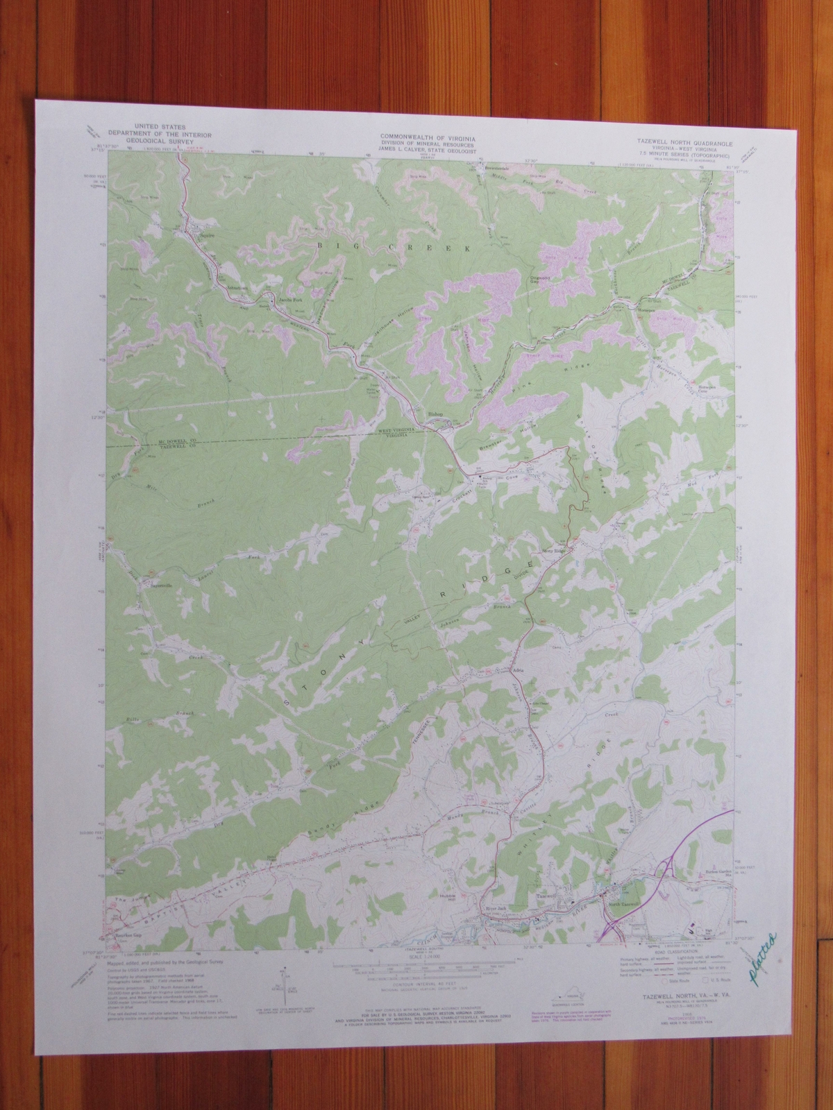 Tazewell North Virginia 1977 Original Vintage USGS Topo Map
