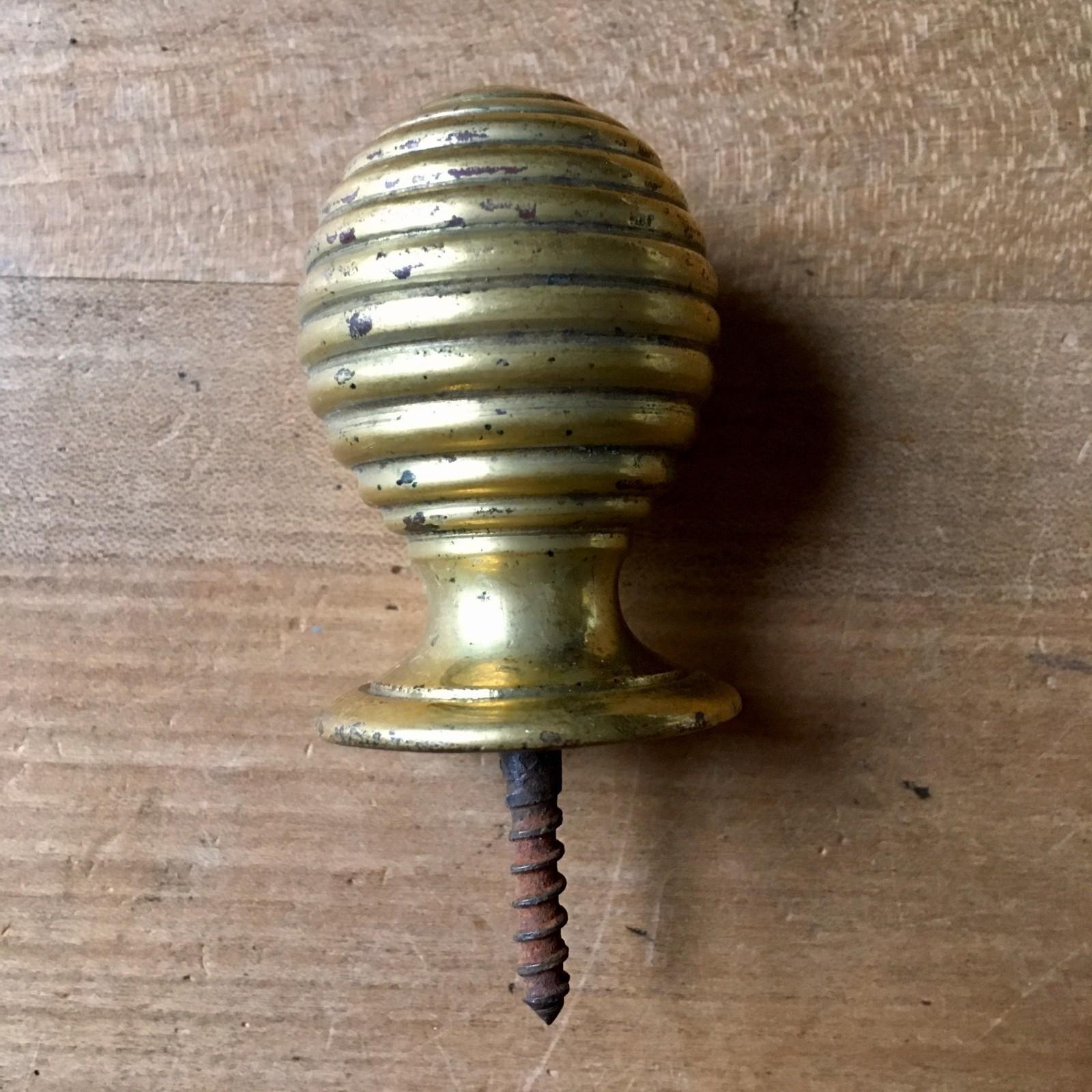 Solid Brass Beehive Door Knob Handle Vintage Victorian Pull Old Screw Back