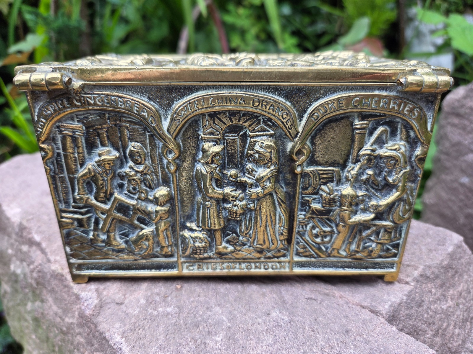 Antique Solid Brass Cigarette Casket Box Cries of London