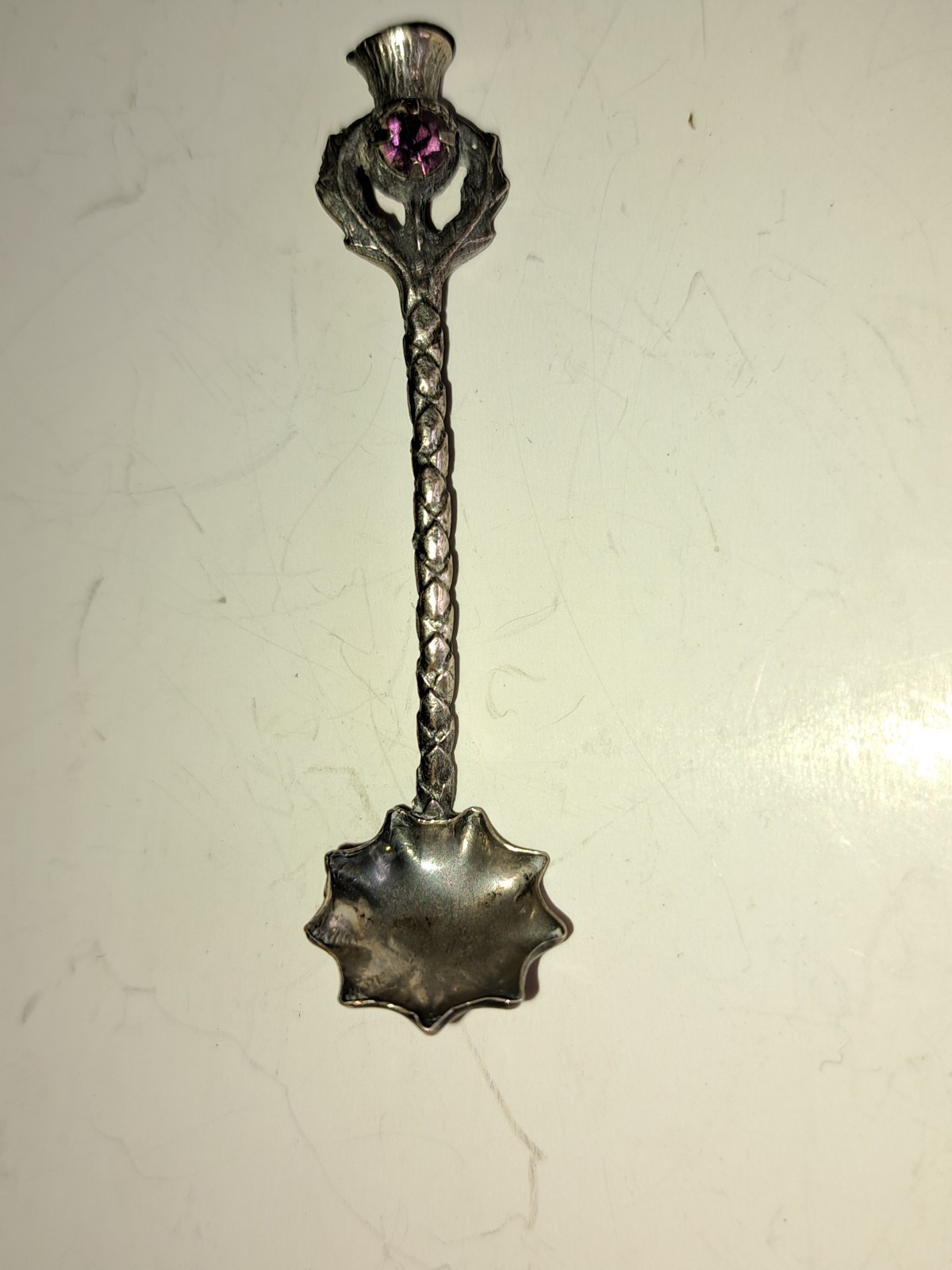 Vintage Breadner Manufacturing Co Thistle Sterling Silver Salt Spoon BMco