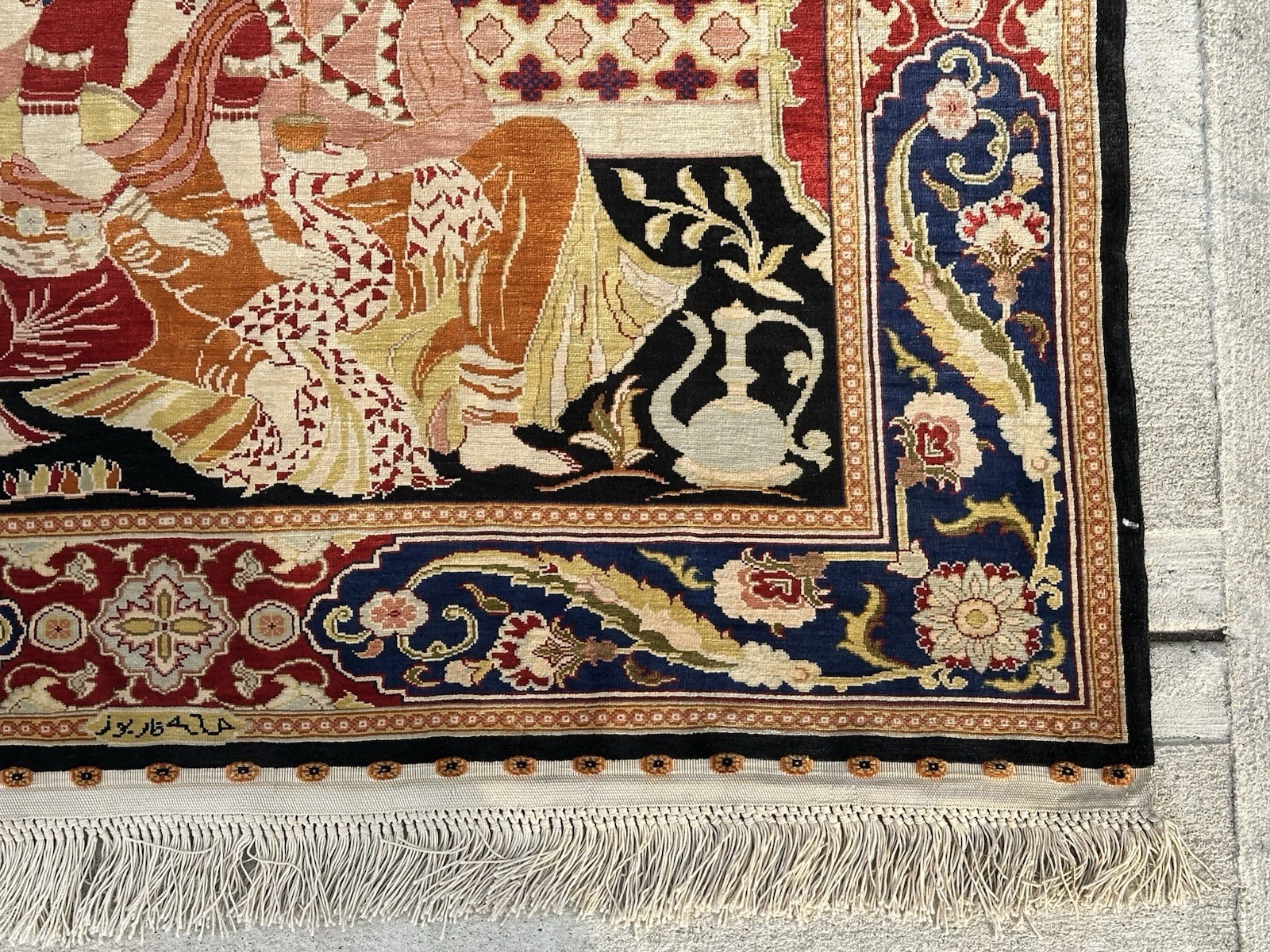 HIGH KPSI MINT-SIGNED SILK TURKISH HEREKE RUG PICTORAL RUG 2.10×3.9 MUST SEE