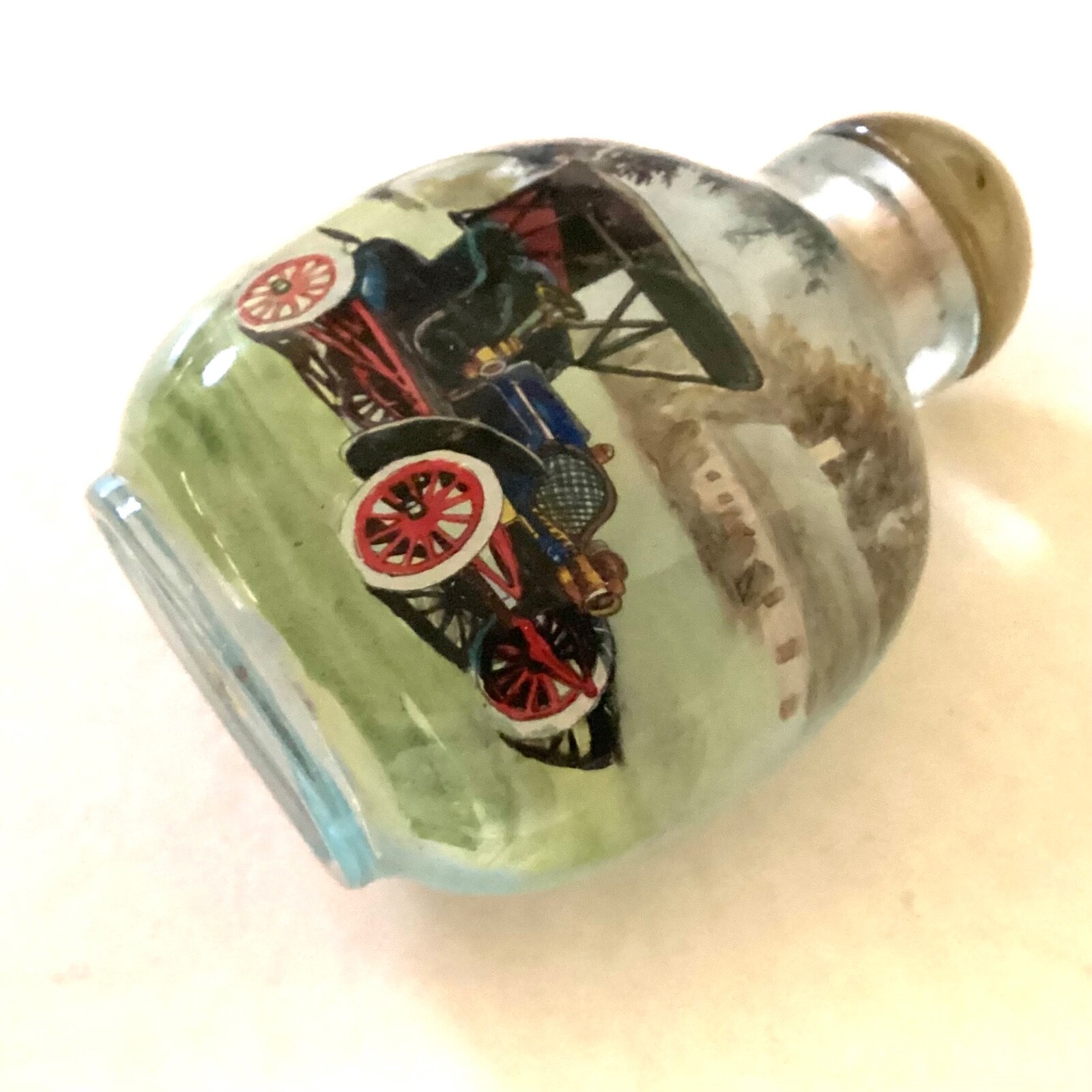 ~Inside Reverse Painted Chinese Export Snuff Bottle – 1904 Franklin Light Car