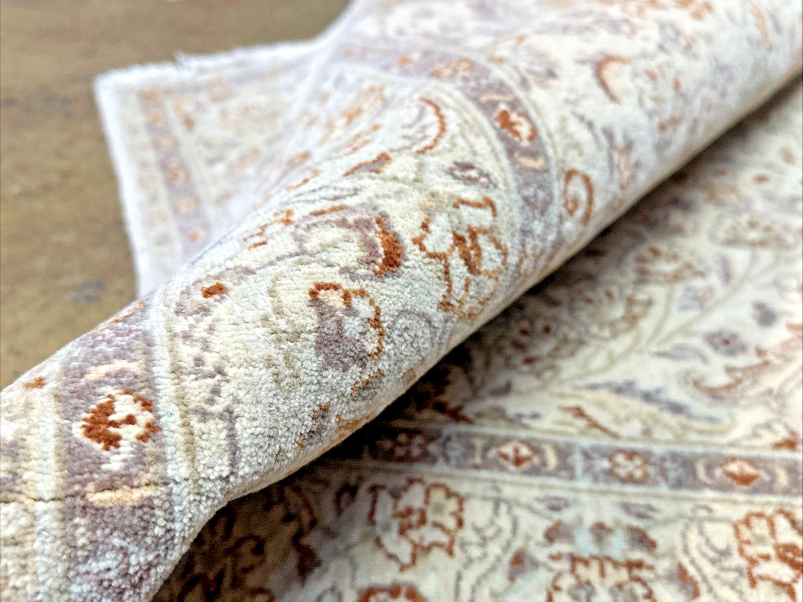 Auth: Vintage Cairo Runner Wool Pastel Botanical Quality Floor ART 4×10 NR