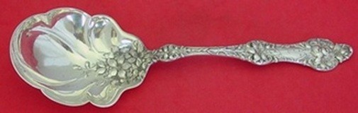 Old Orange Blossom by Alvin / Gorham Sterling Berry Spoon AS fancy large 9 1/4″
