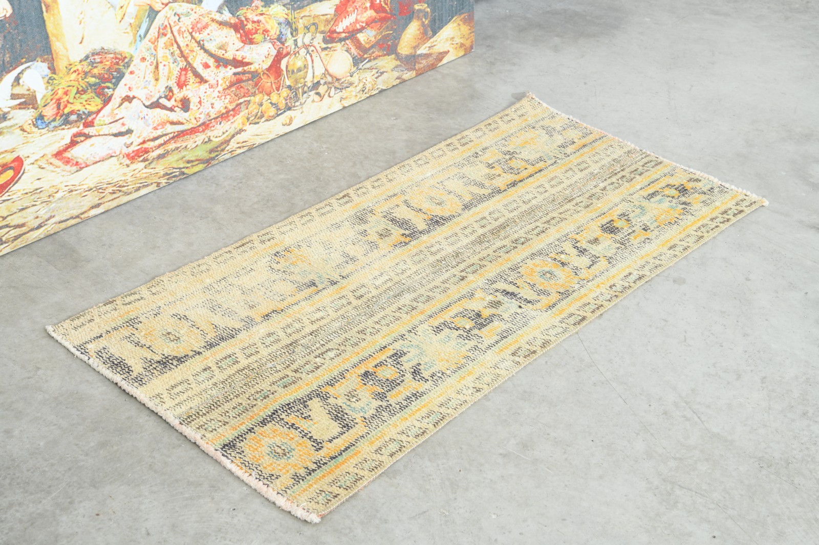 2×3 rug, handmade small vintage turkish bath rug, door mat oushak mini rugs,753