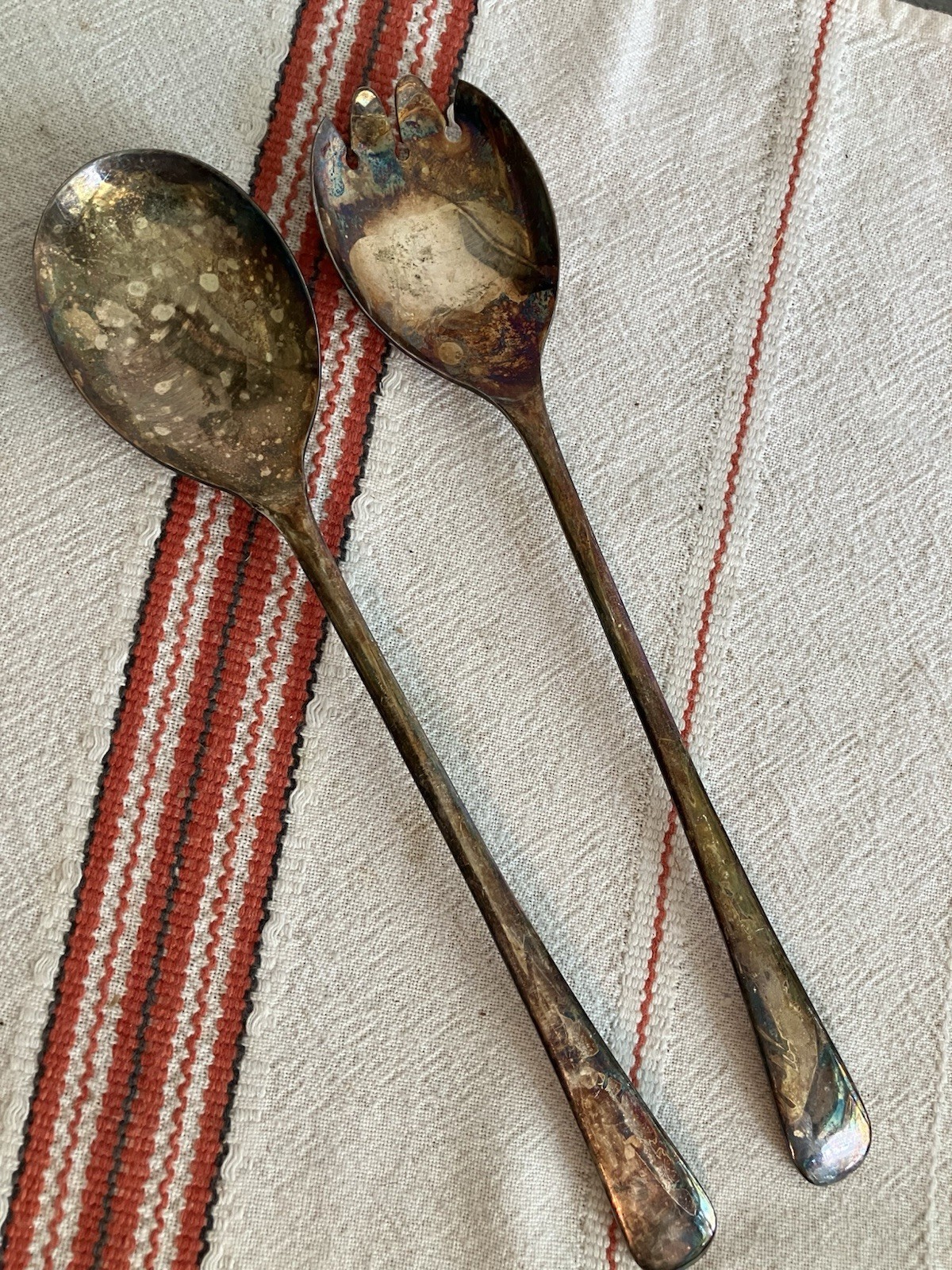 Sheffield England Salad Fork Spoon Serving Set Eisenberg Lozano Silver Plate VTG