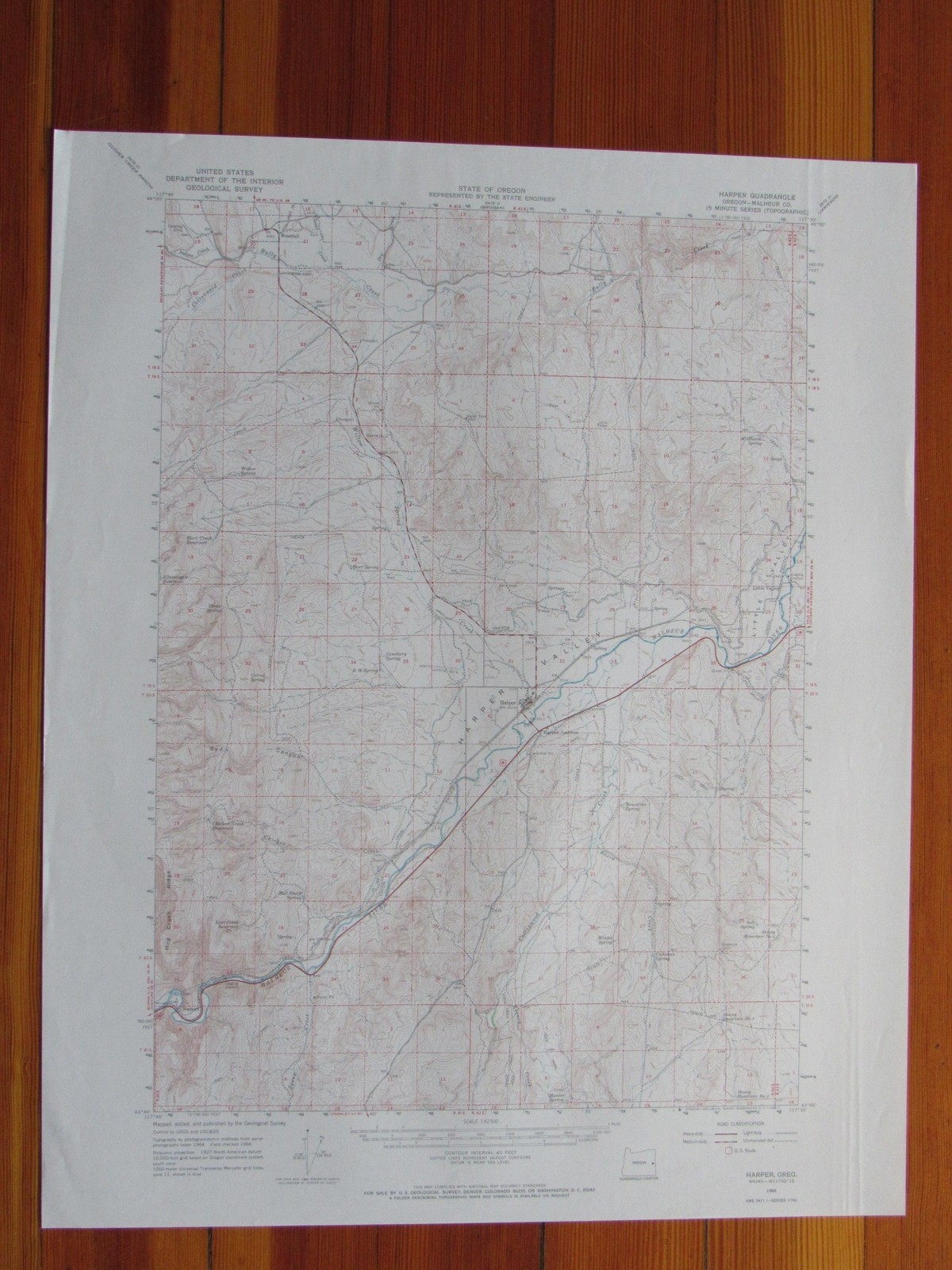 Harper Oregon 1968 Original Vintage USGS Topo Map