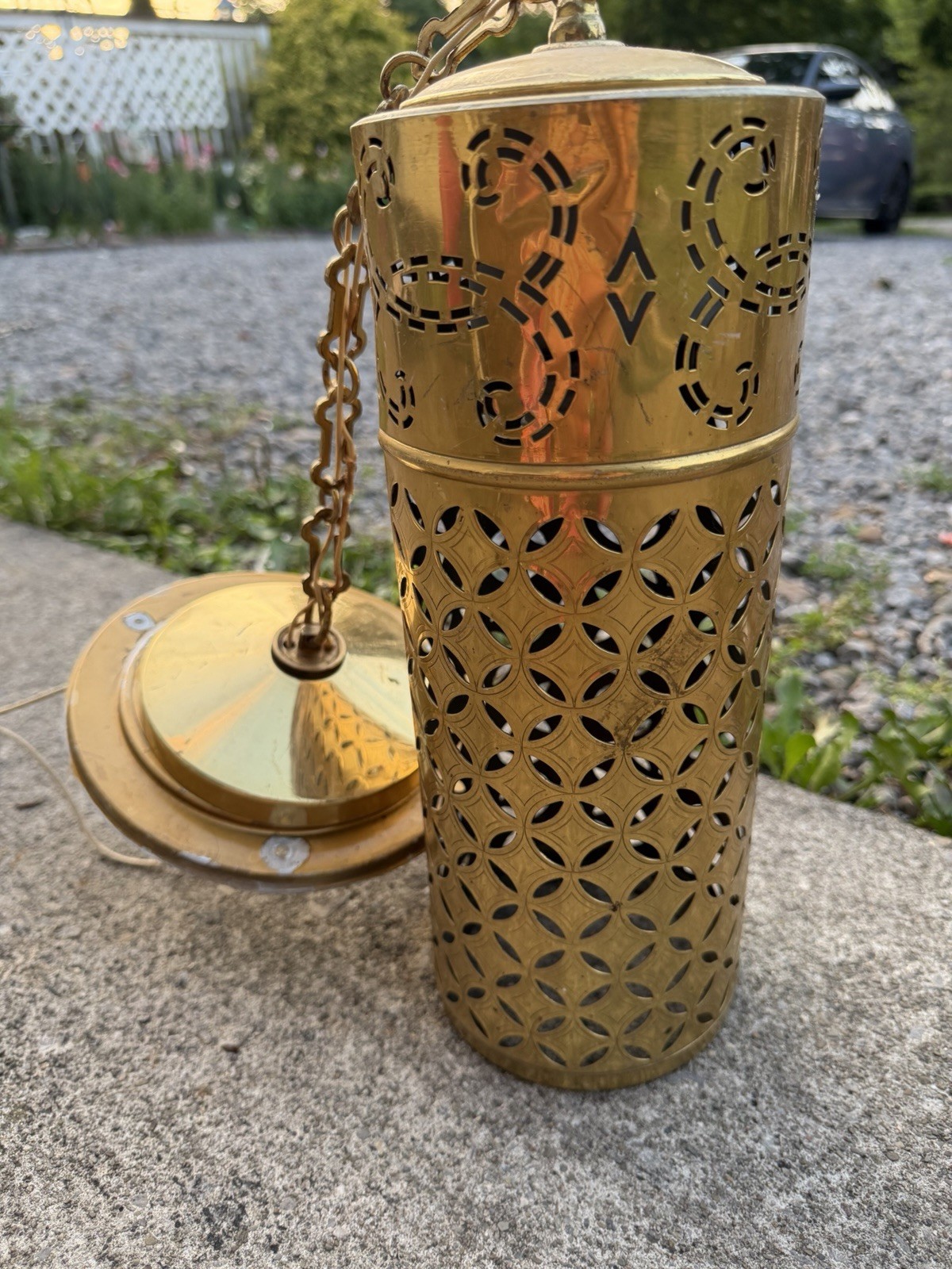 Antique Golden Brass Hanging Plug In Pendant Lamp Bohemian