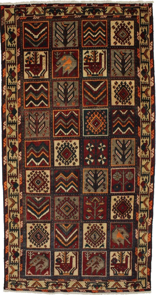 Handmade Vintage Oriental Rug Rare Garden Birds Design Area Carpet Decor 5X10 ft