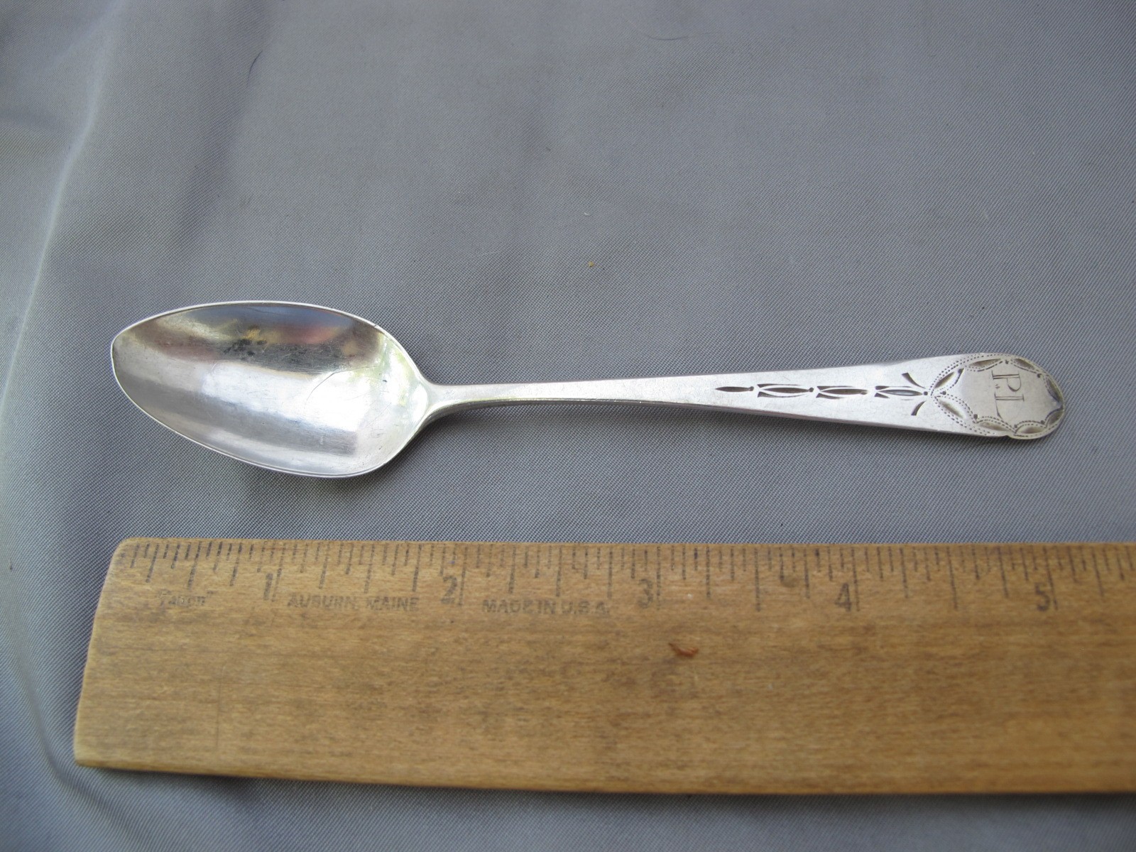 Old 1780s-90s FEDERAL Coin BRIGHT-CUT TEASPOON-Marked RW