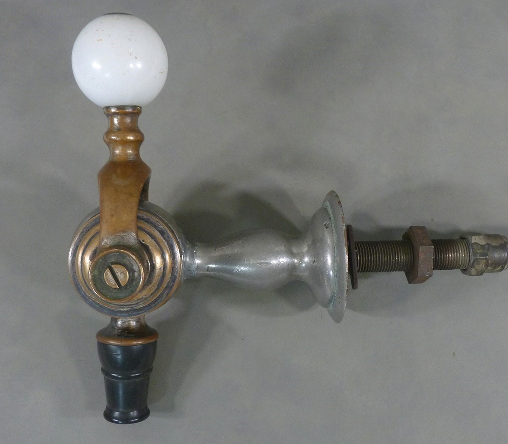 Antique SODA FOUNTAIN Dispenser MARBLE BALL HANDLE wall mount COLA c 1910