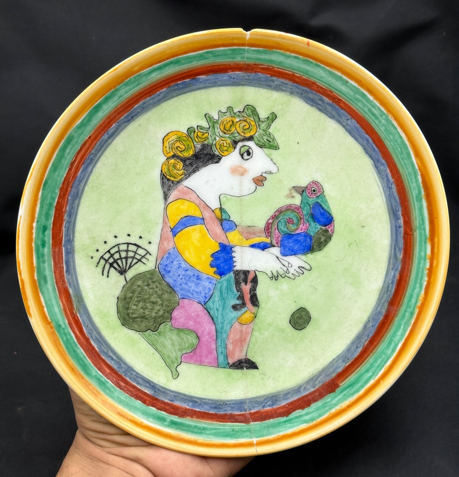 Antique vintage de Simone old plate and ceramic plate super gorgeous