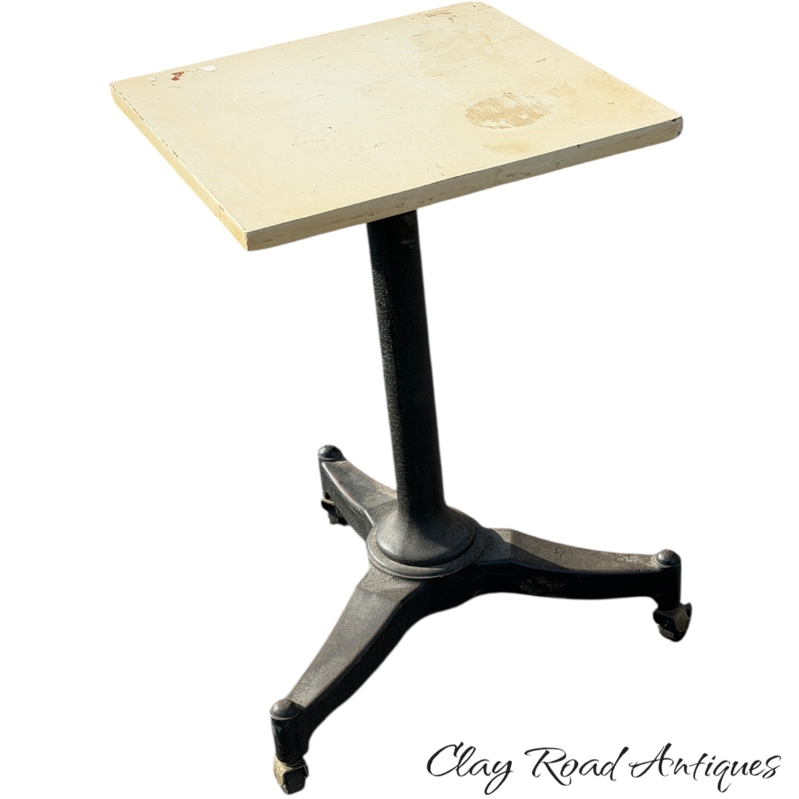 antique vintage industrial rolling typewriter table laptop iron repurpose 1940s