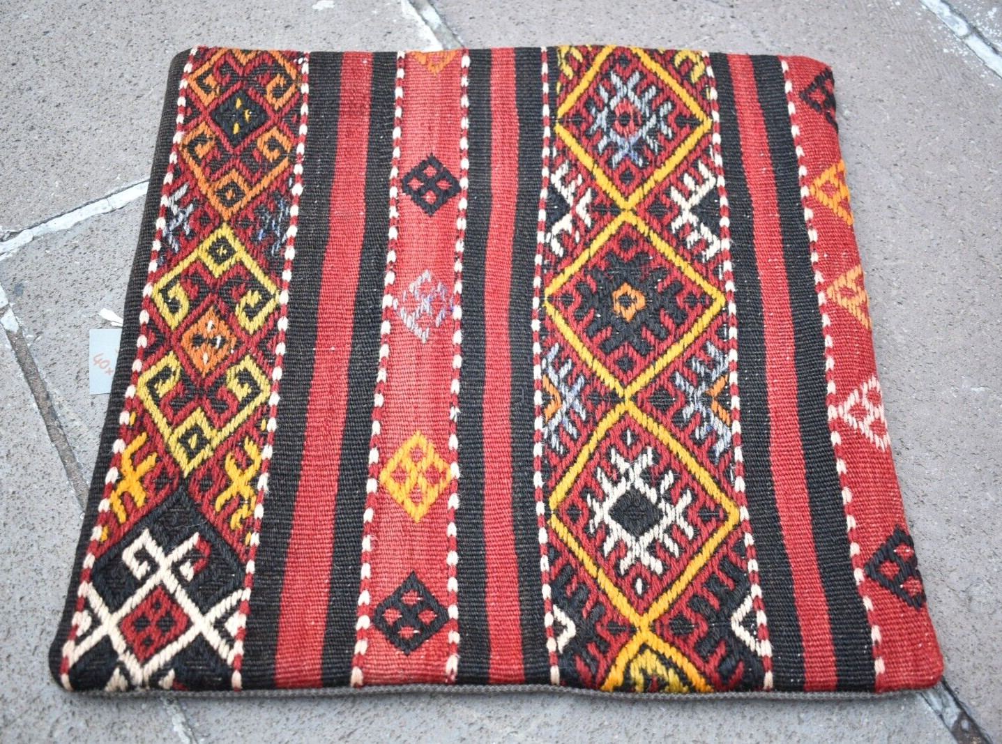 16”x16” Turkish Kilim Pillow Cover Sofa Rug Decorative Handmade Cushion Cover