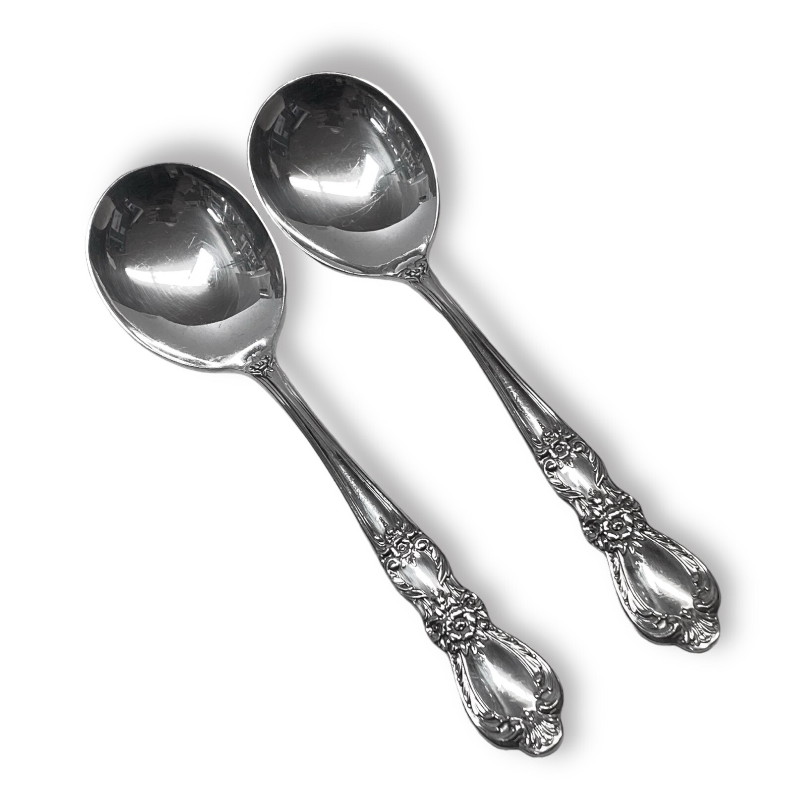 Heritage Pattern Silverplate c1953 by 1847 Rogers, Lot of 2 Gumbo Soup Spoons 7″