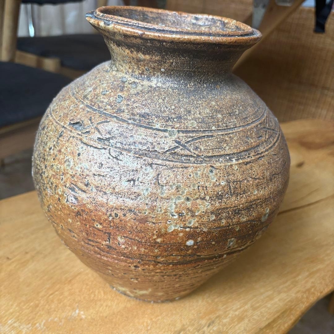 Antique Japanese Shigaraki Pottery Jar Edo Period 19th Century Vase Vessel 9.8in