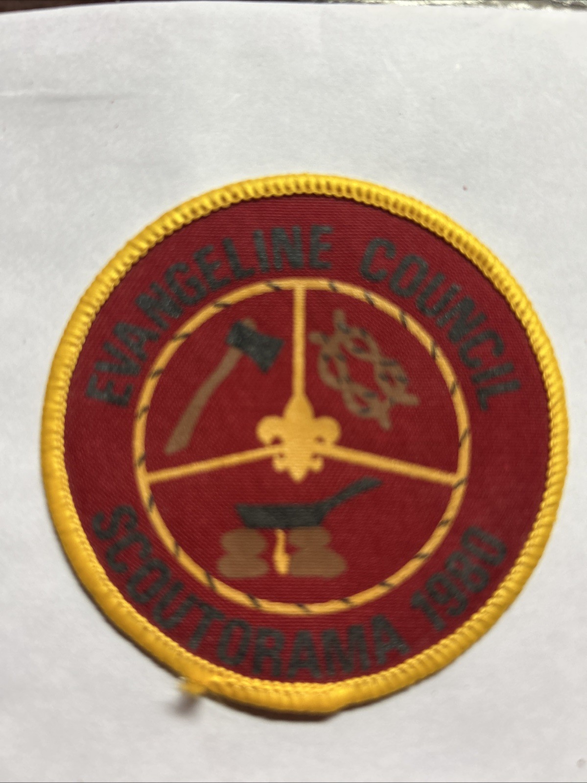 Evangeline Council Scoutorama 1980 Patch 3” Printed, BSA boy cub scouts Acadiana