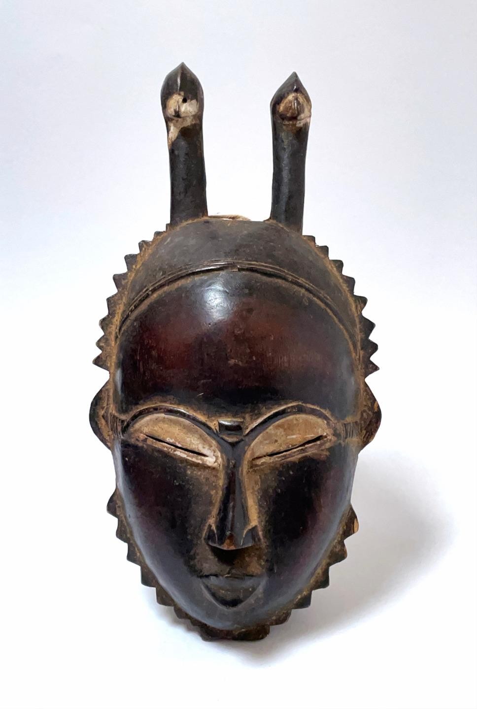 VINTAGE AFRICAN BAULE SPIRIT MASK IVORY COAST TRIBAL ART HAND CARVED WOOD