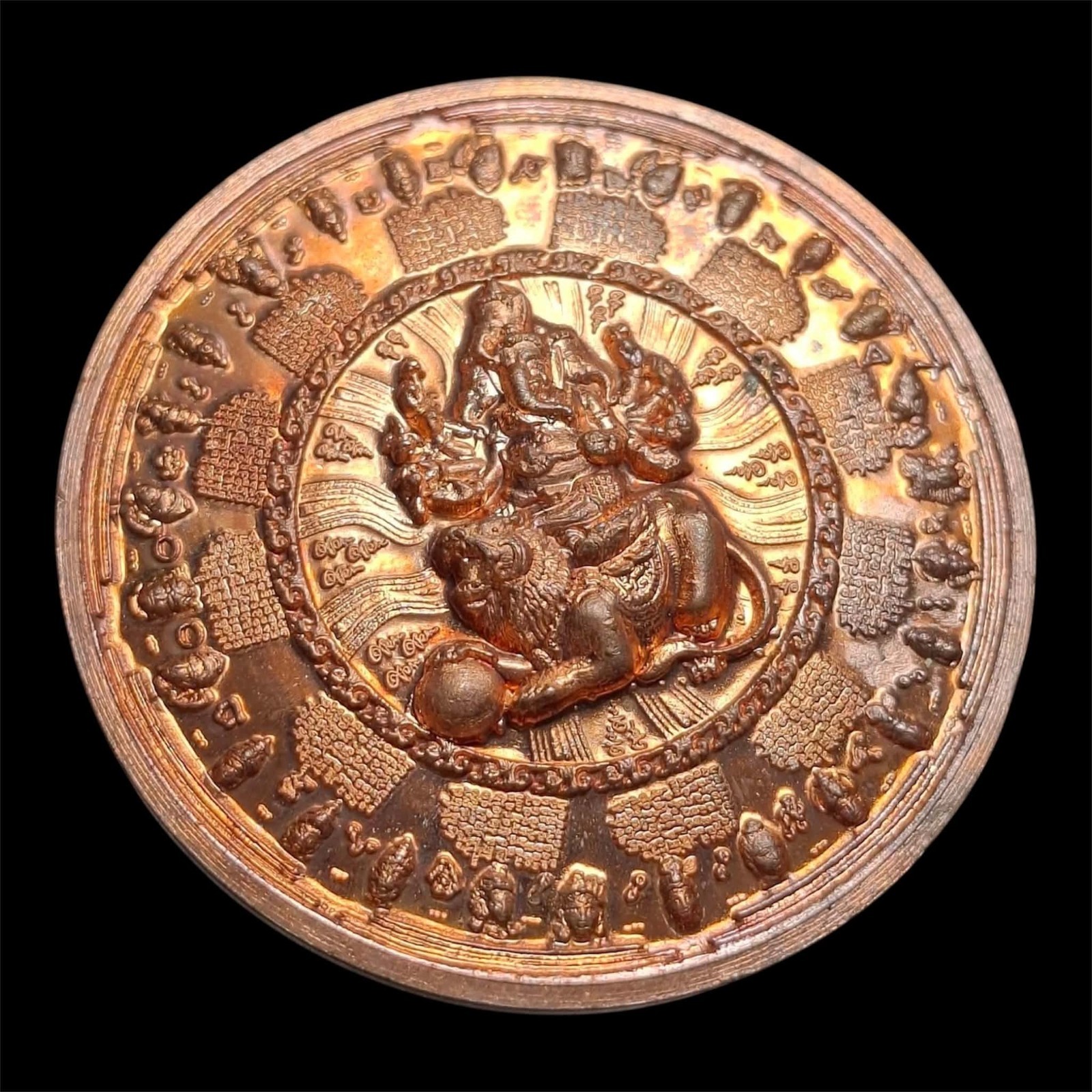 Lord Ganesha Shiva Coin Ajarn Mom Success Wealth Protection Thai Amulet
