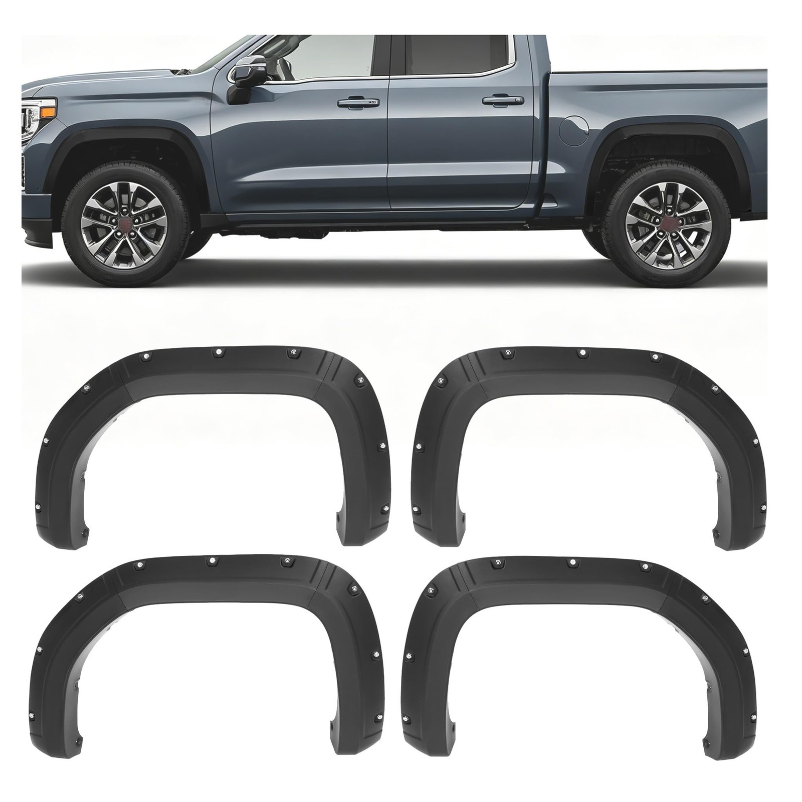 ALMULOO Fender Flares Compatible with 2019-2025 GMC Sierra 1500 4WD & 2WD Whe…