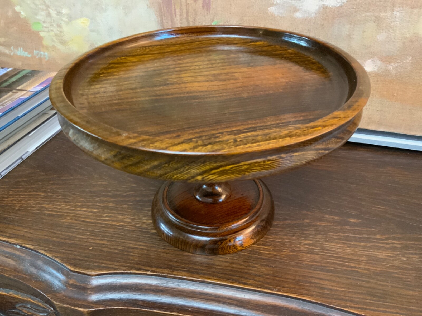 English Victorian Oak Wood Comport C1900