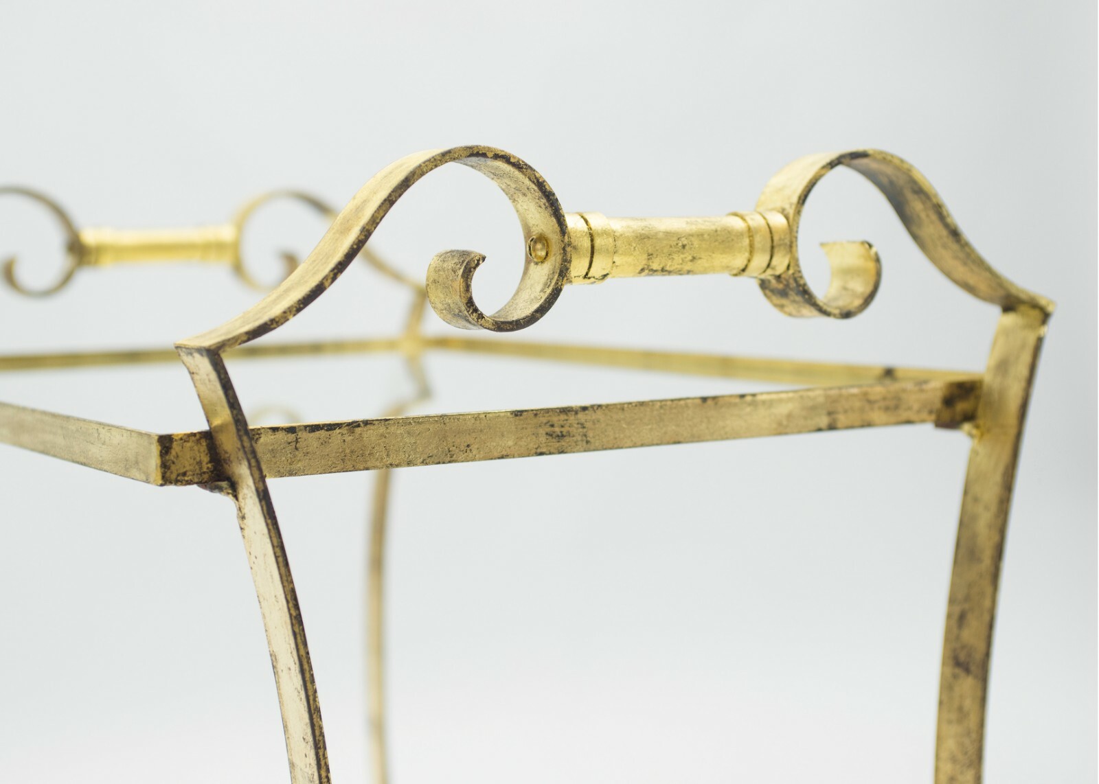 French neoclassical Maison Ramsay gilded iron bar cart 1940s