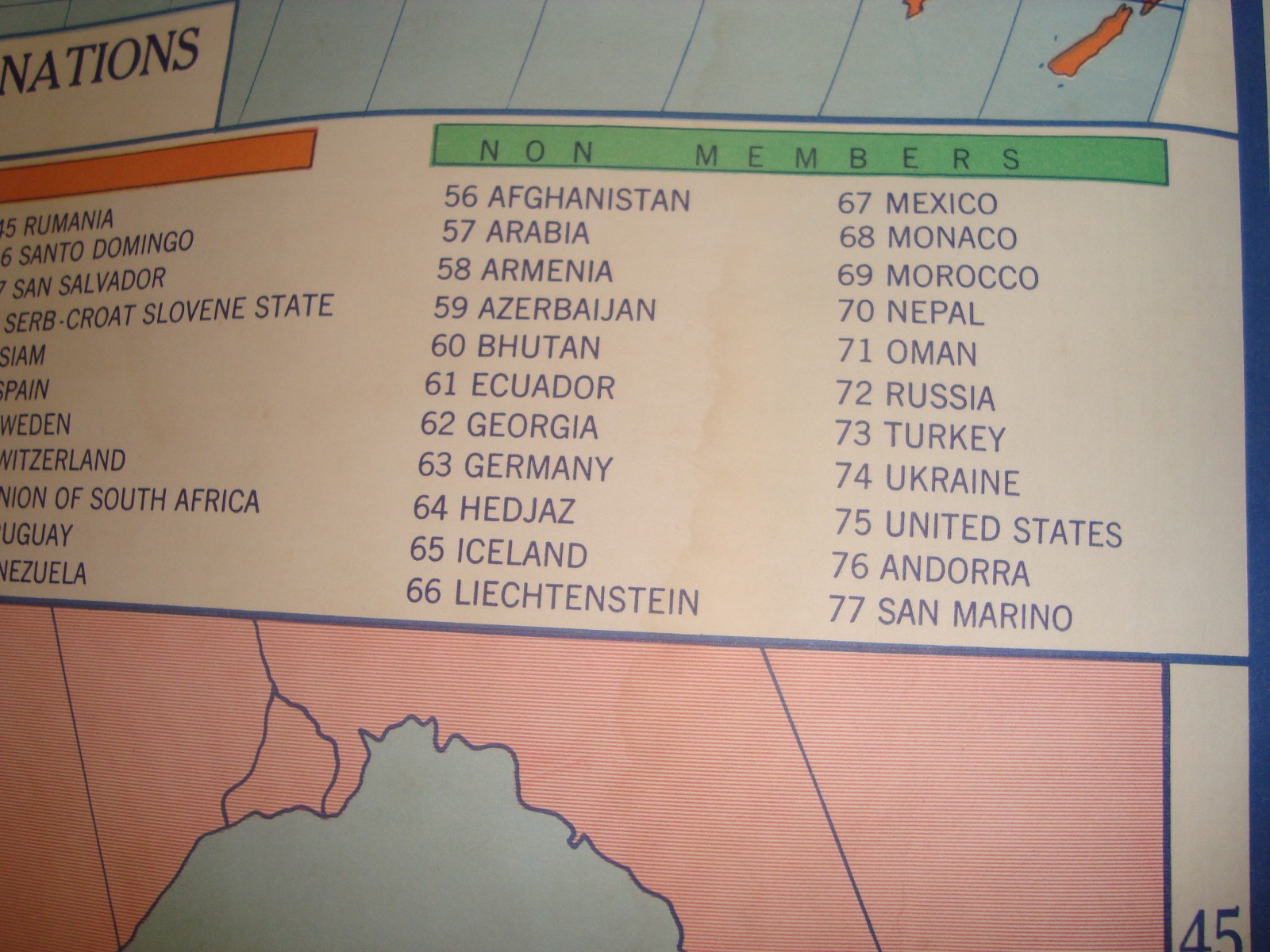 Working Pull Down Classroom Map Quillen Johns World War 1 and League of Nations