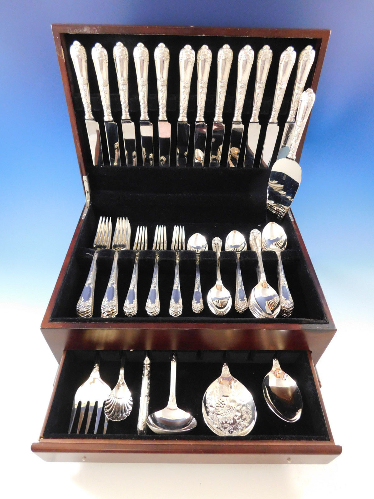 La Regence by Carrs UK Sterling Silver Flatware Set 12 Service 67 pieces Dinner