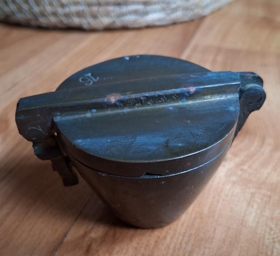 Apothecary Miners Assay Weights Vtg Nested Bronze Brass Set of 6 Hinged Lid 1 lb