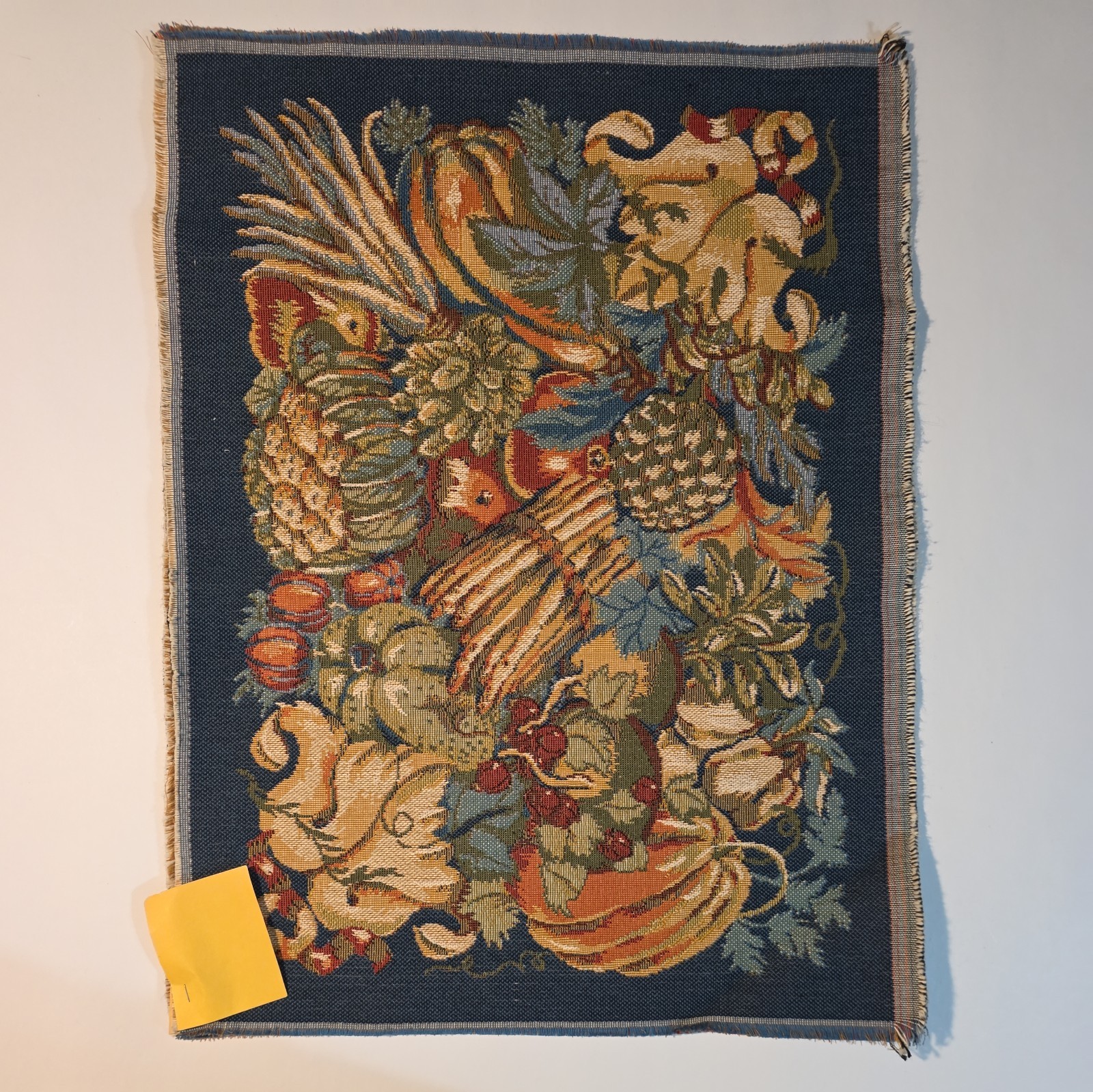 15×20 Handmade Vintage Fruits Arrangement Leaves and Vines Tapestry 1990s French