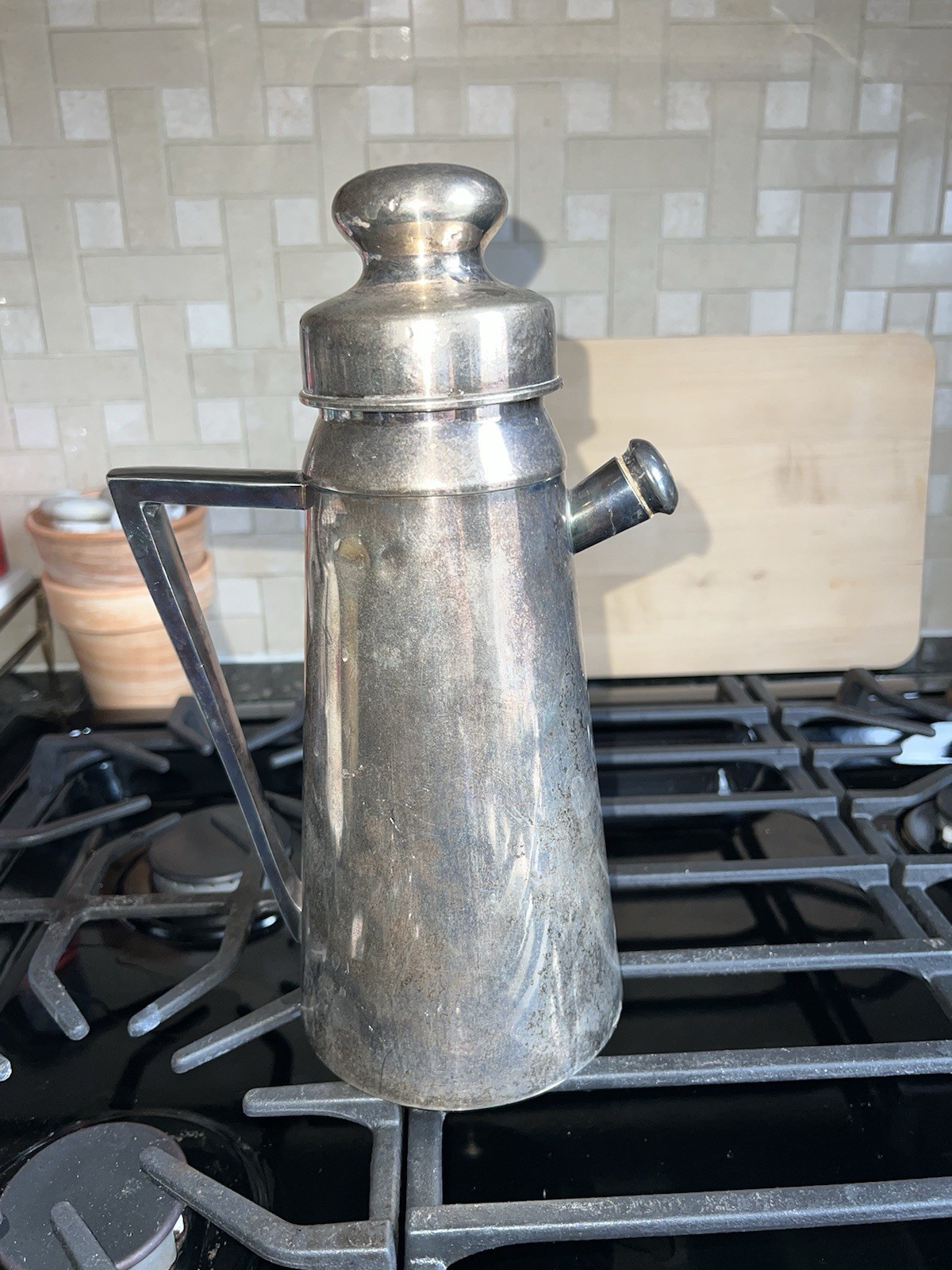 Vintage Wilcox Silver-Plated Pitcher/Coffee Pot, Spout Cocktail Shaker 48oz