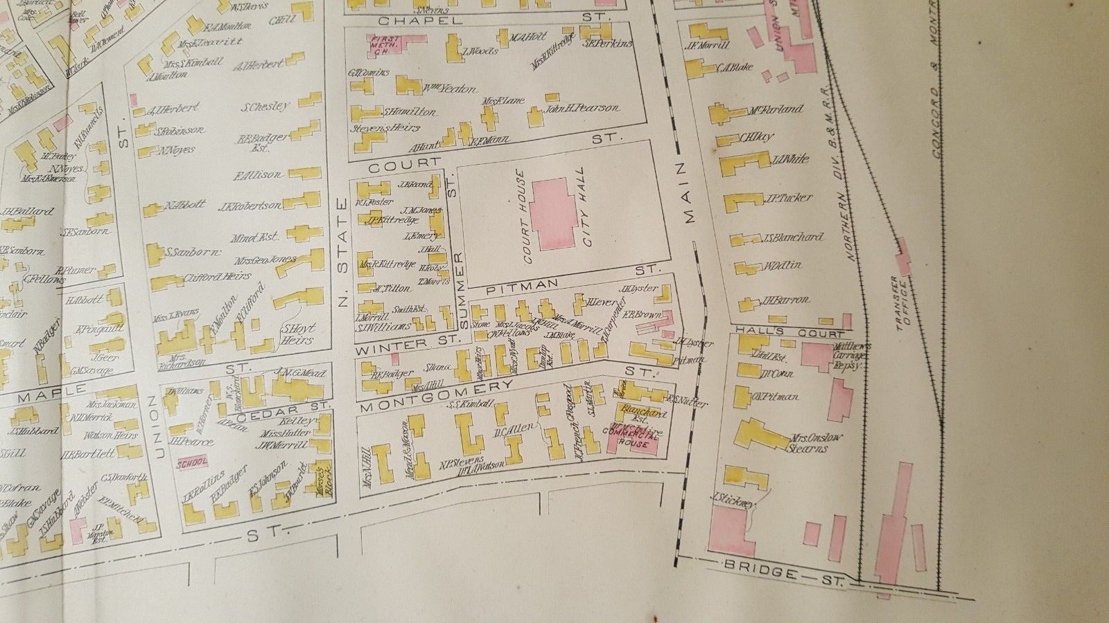 Antique MAP – PART 3 OF THE CITY OF CONCORD – N.HAMPSHIRE – 1892 ATLAS