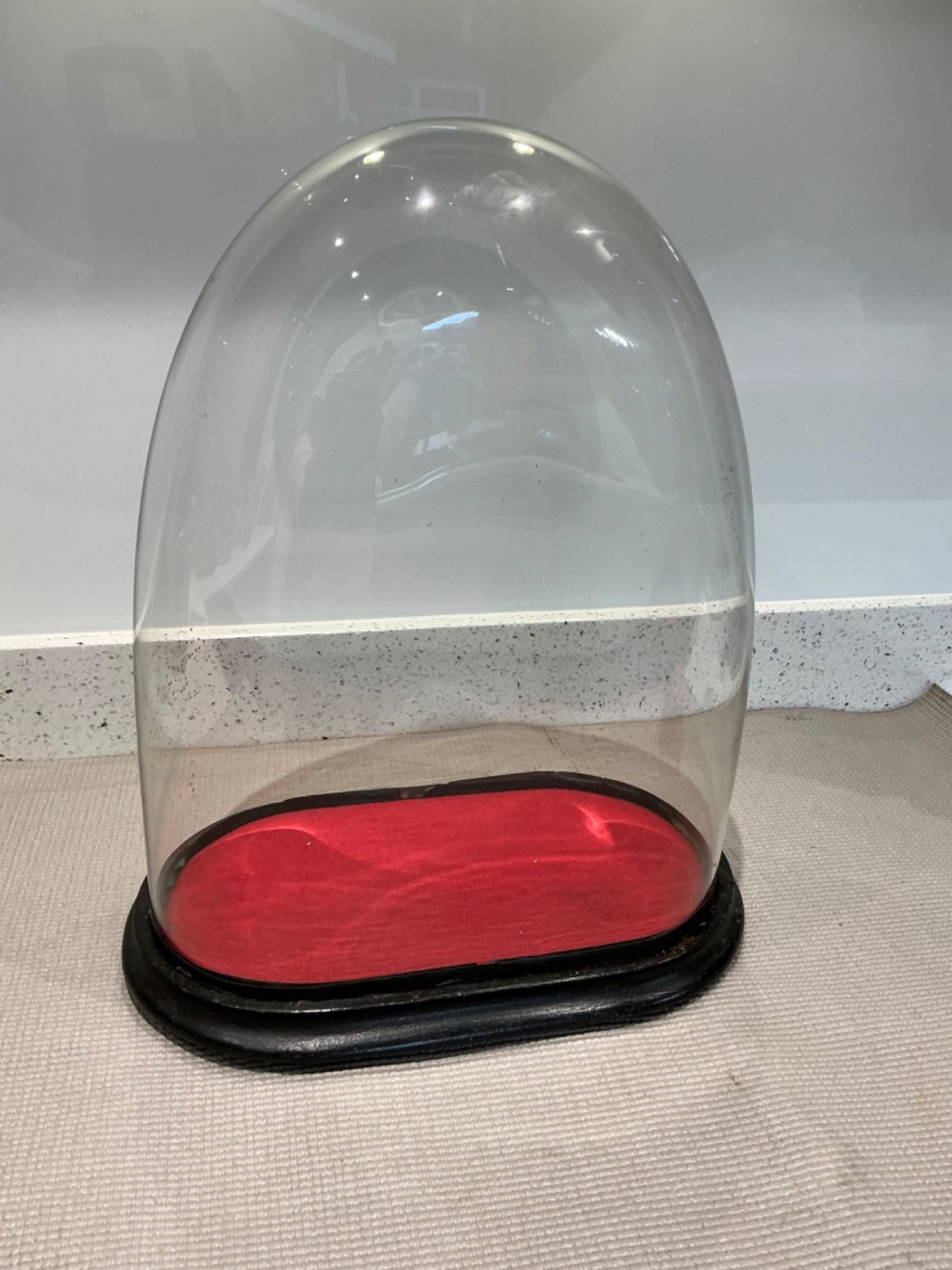 Large Antique Glass Dome with Wood Base No 4