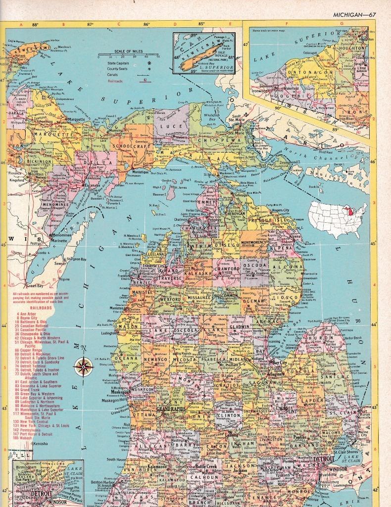 1953 Vintage Michigan Map / 9×12 Great For Wall Art / 70+ years old