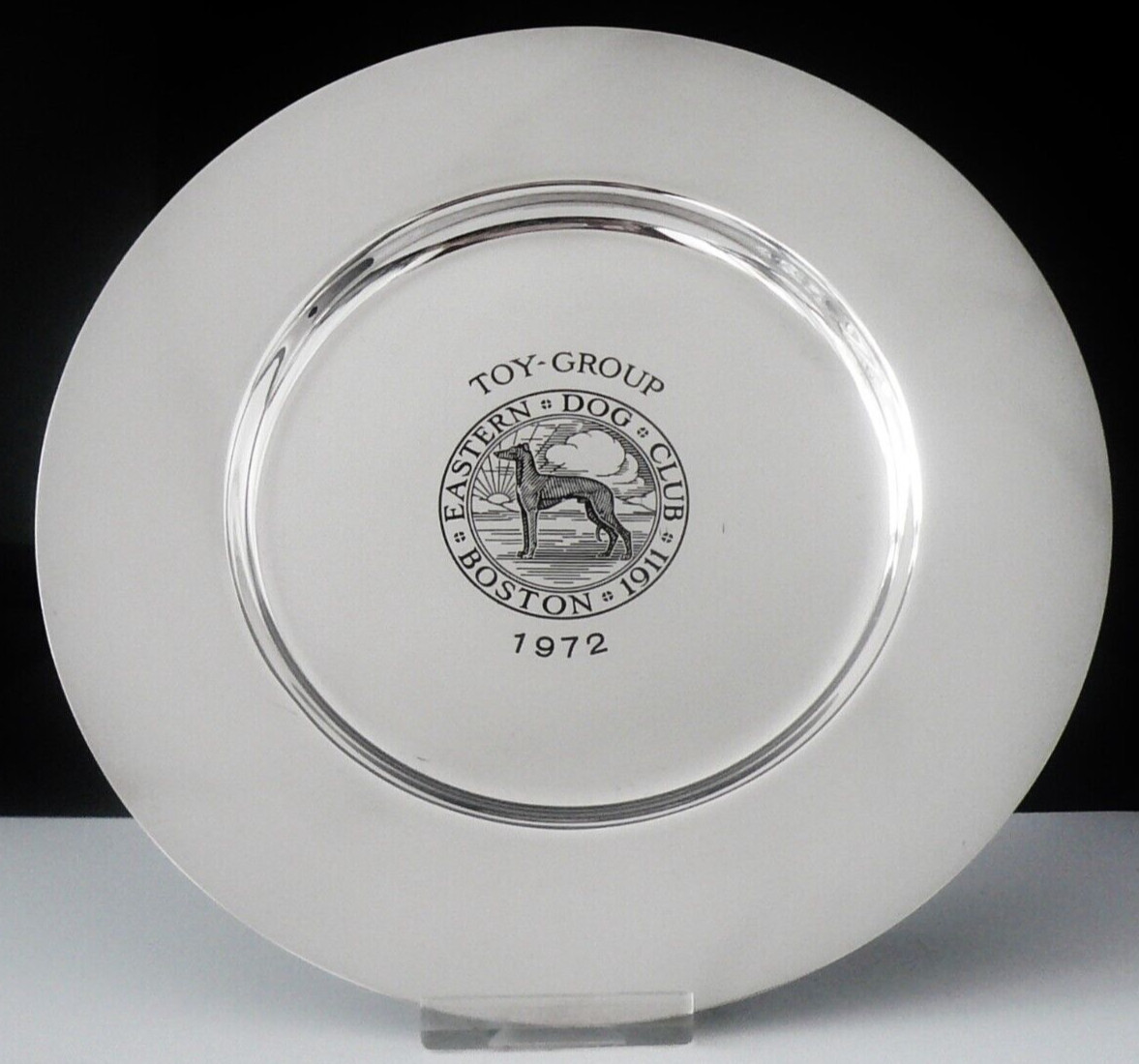 Sterling Silver Prize Plate, Toy Group Eastern Dog Club Boston, Thomae Co 1972