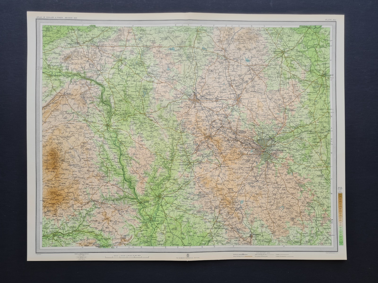 Antique 1903 Map – Birmingham – Black Country – Shropshire – Worcestershire