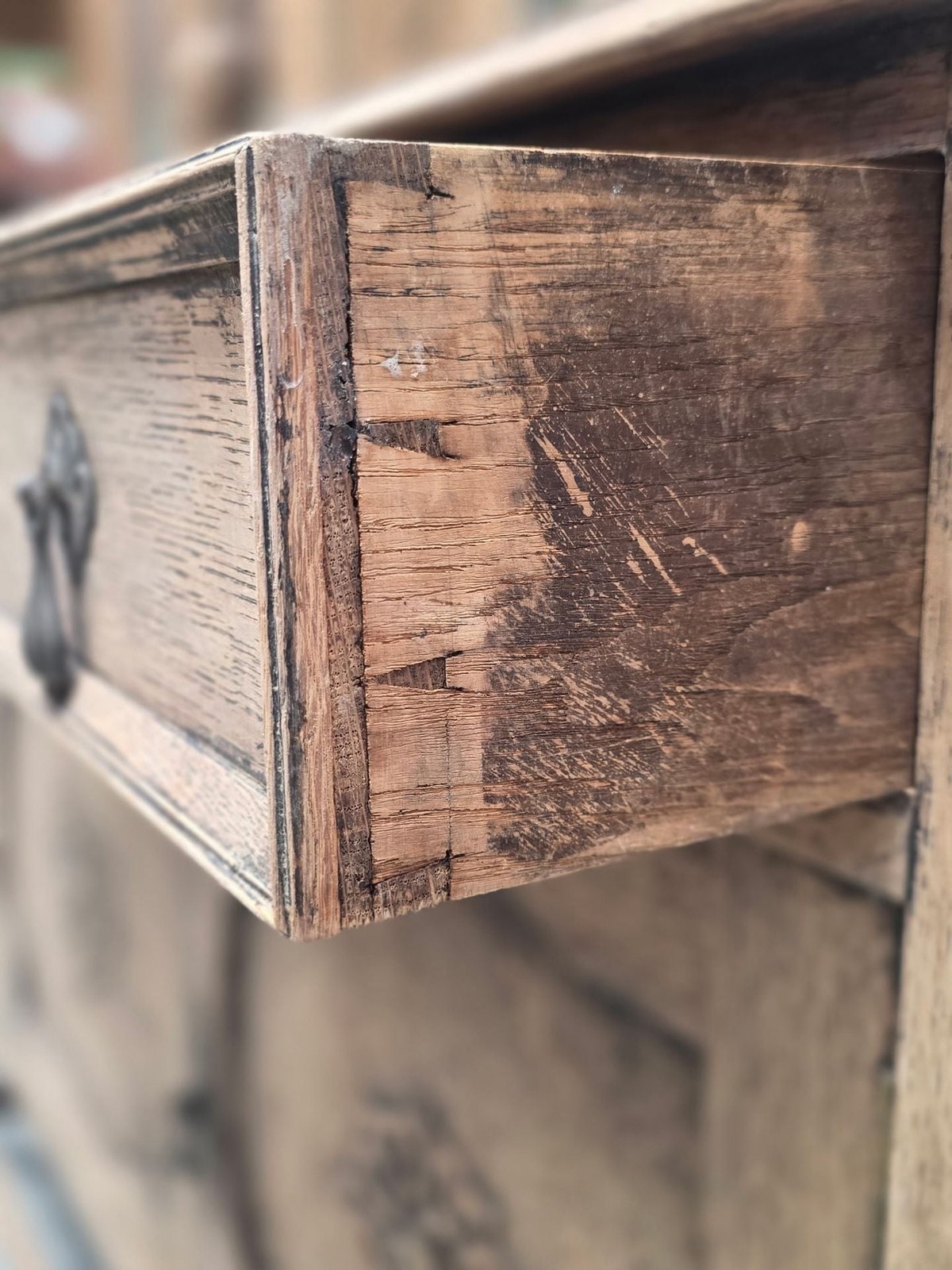 Antique Jacobean Style Oak Sideboard Buffet with Mirror Back